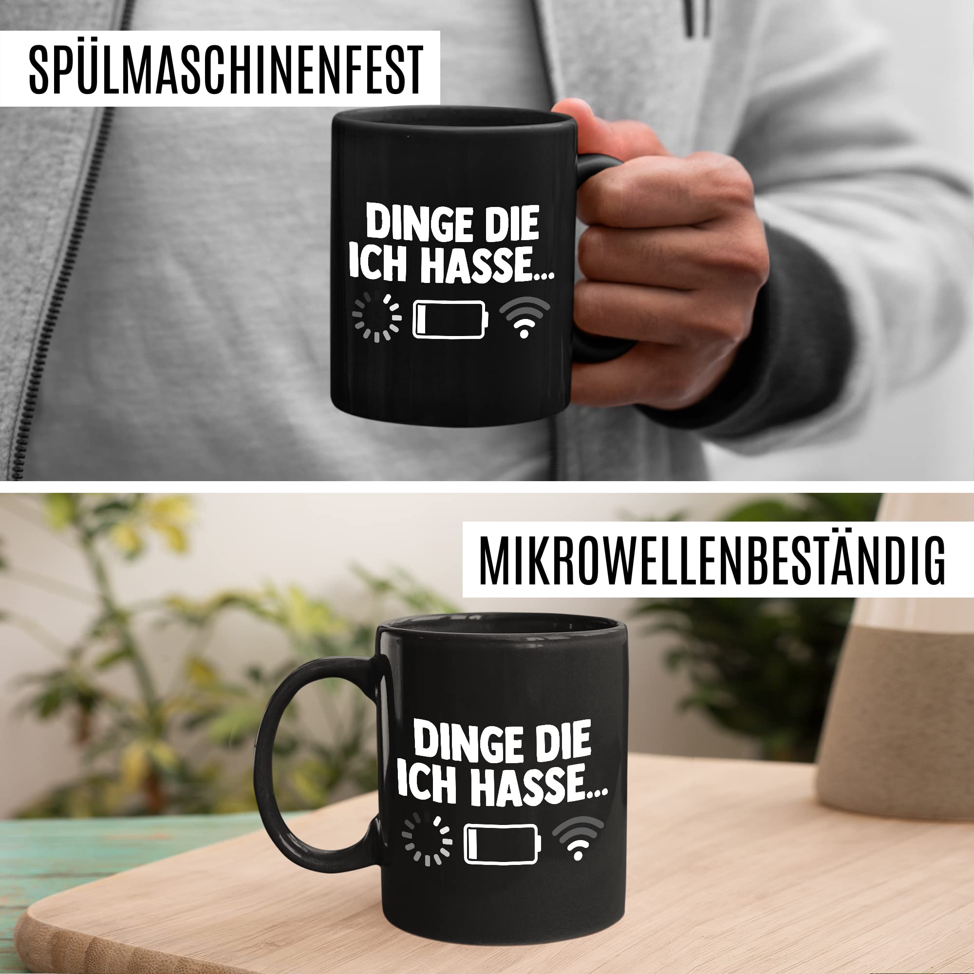 Dinge die ich hasse Tasse Schlechter Empfang Geschenkidee Kaffeetasse Wlan Akku Geschenk für Teenager Kaffeebecher Teen Becher