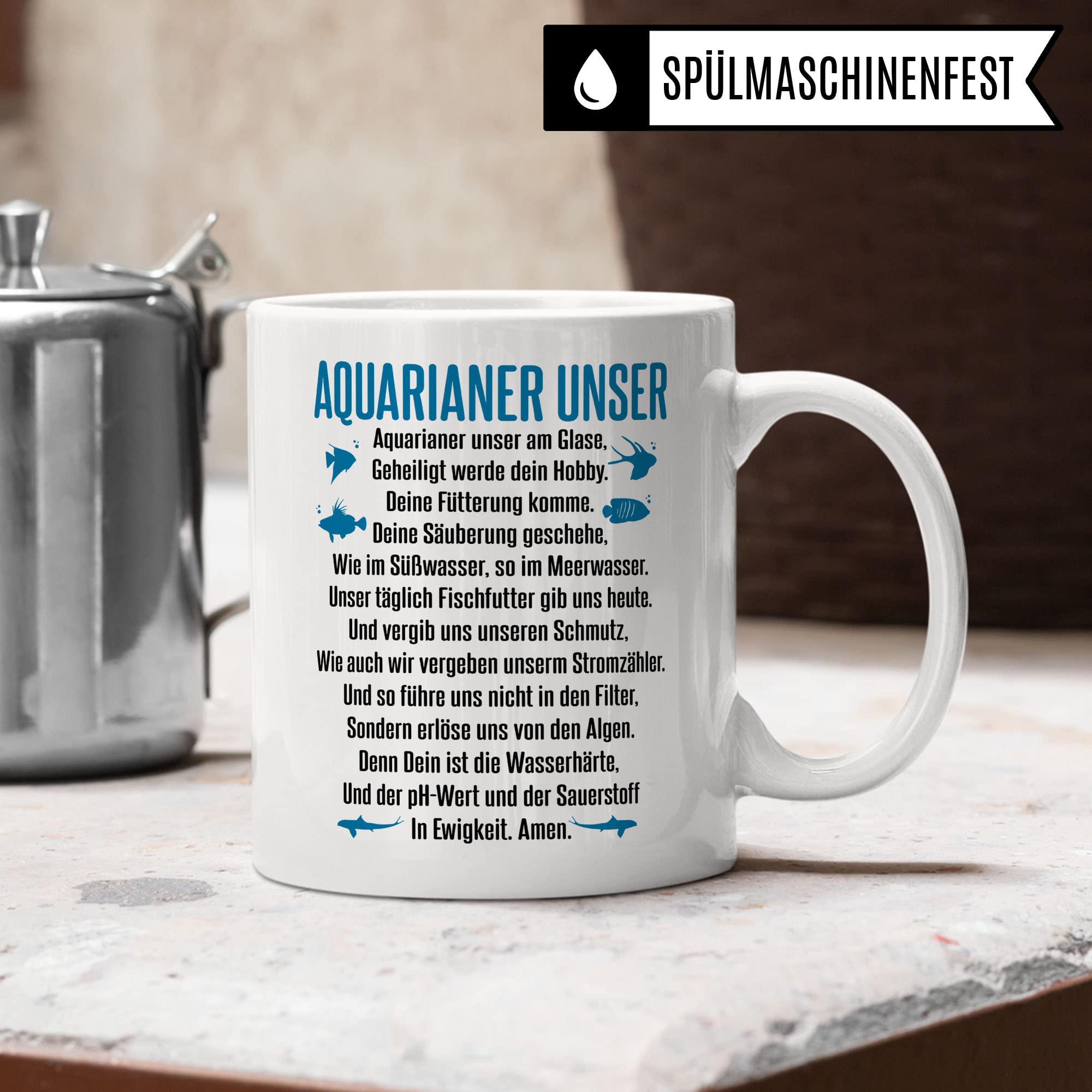 Aquarium Tasse - AQUARIANER UNSER, Fische Geschenk - Aquarium Fans Spruch lustig Geschenkidee - Fischeliebhaber Aquariumbesitzer Kaffee-Becher