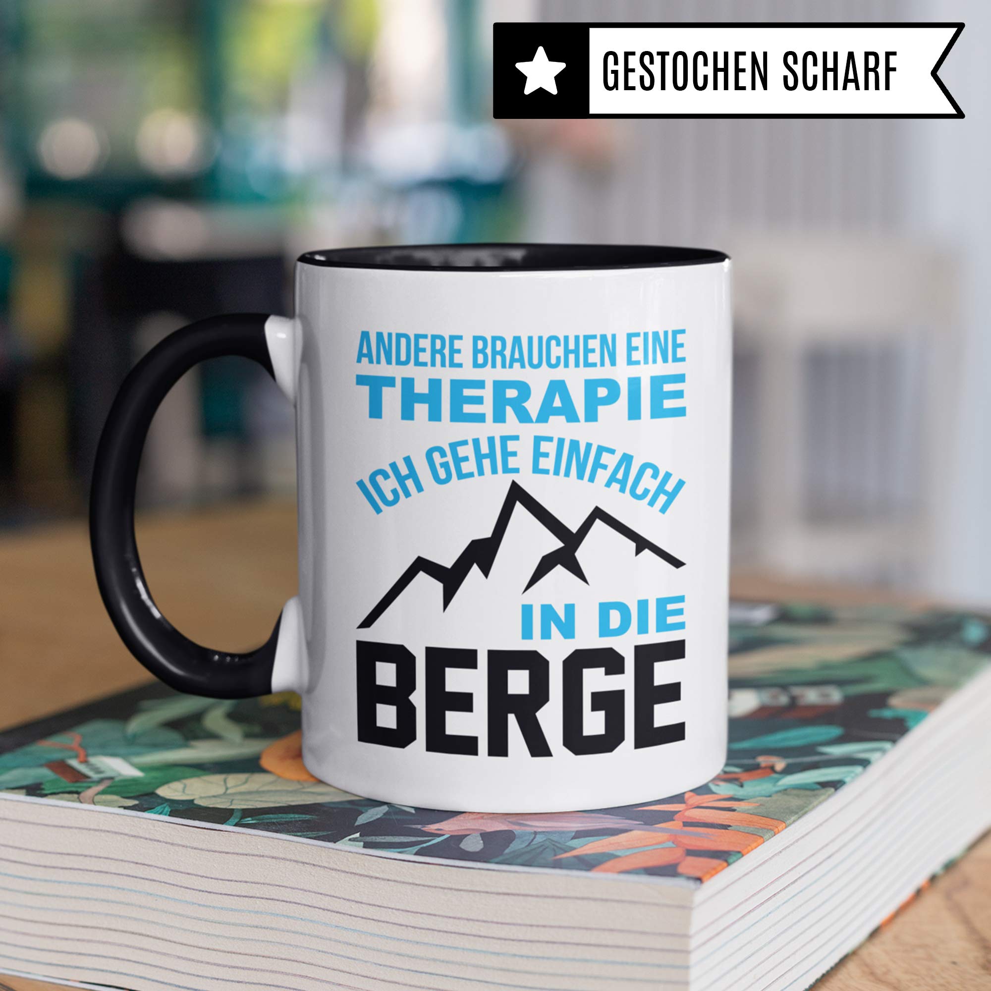 Pagma Druck Berge Tasse, Wandern Geschenk, Wanderer Becher Bergwandern Trekking Bergsteigen Geschenkidee, Berg Kaffeetasse Gebirge Wanderlust Alpen Motiv Kaffeebecher lustig