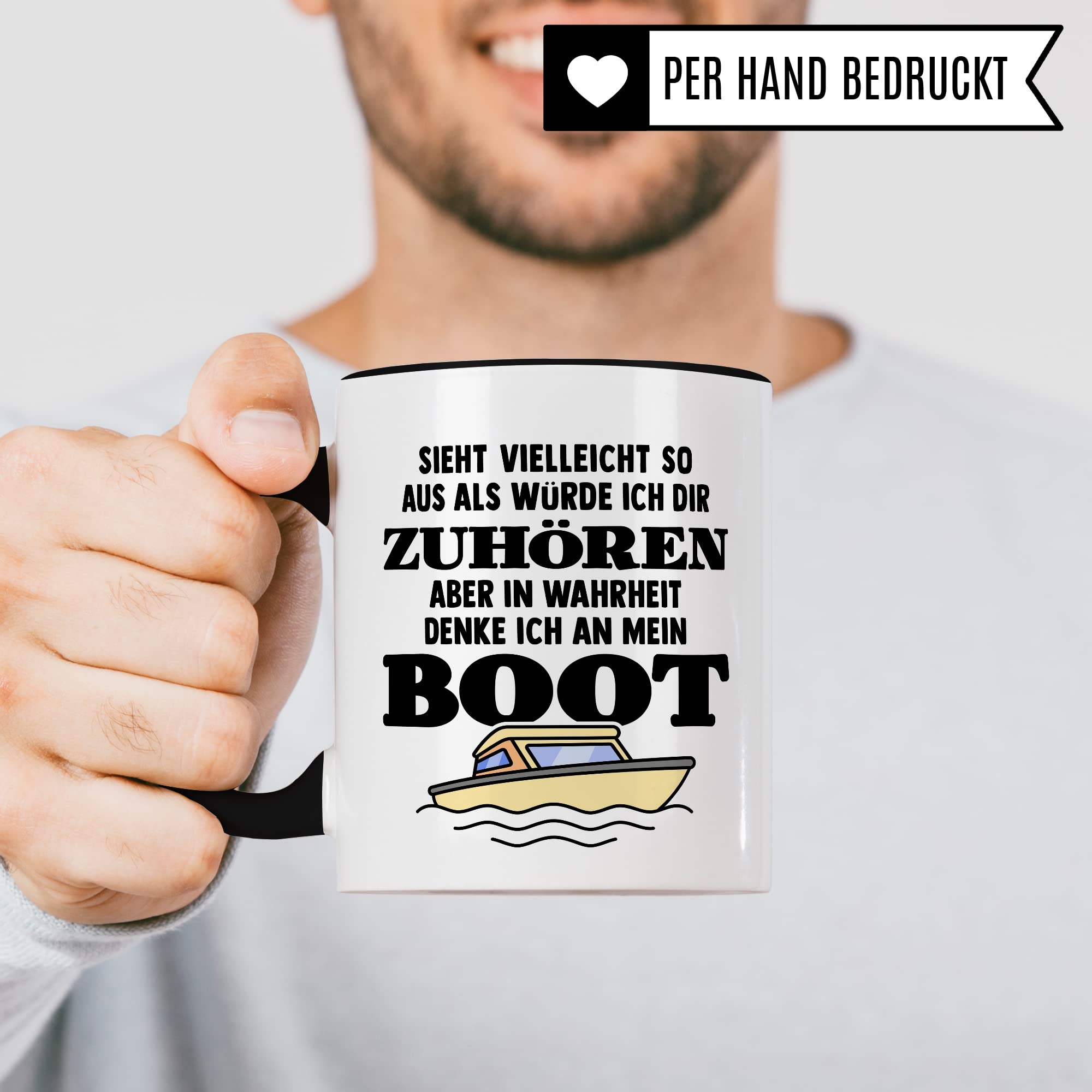 Tasse Boot, Sieht vielleicht so aus als würde ich dir zuhören aber in Wahrheit denke ich an mein Boot Kaffee-Becher Kapitän Geschenkidee Bootsliebhaber Kaffeetasse Geschenk Bootbesitzer