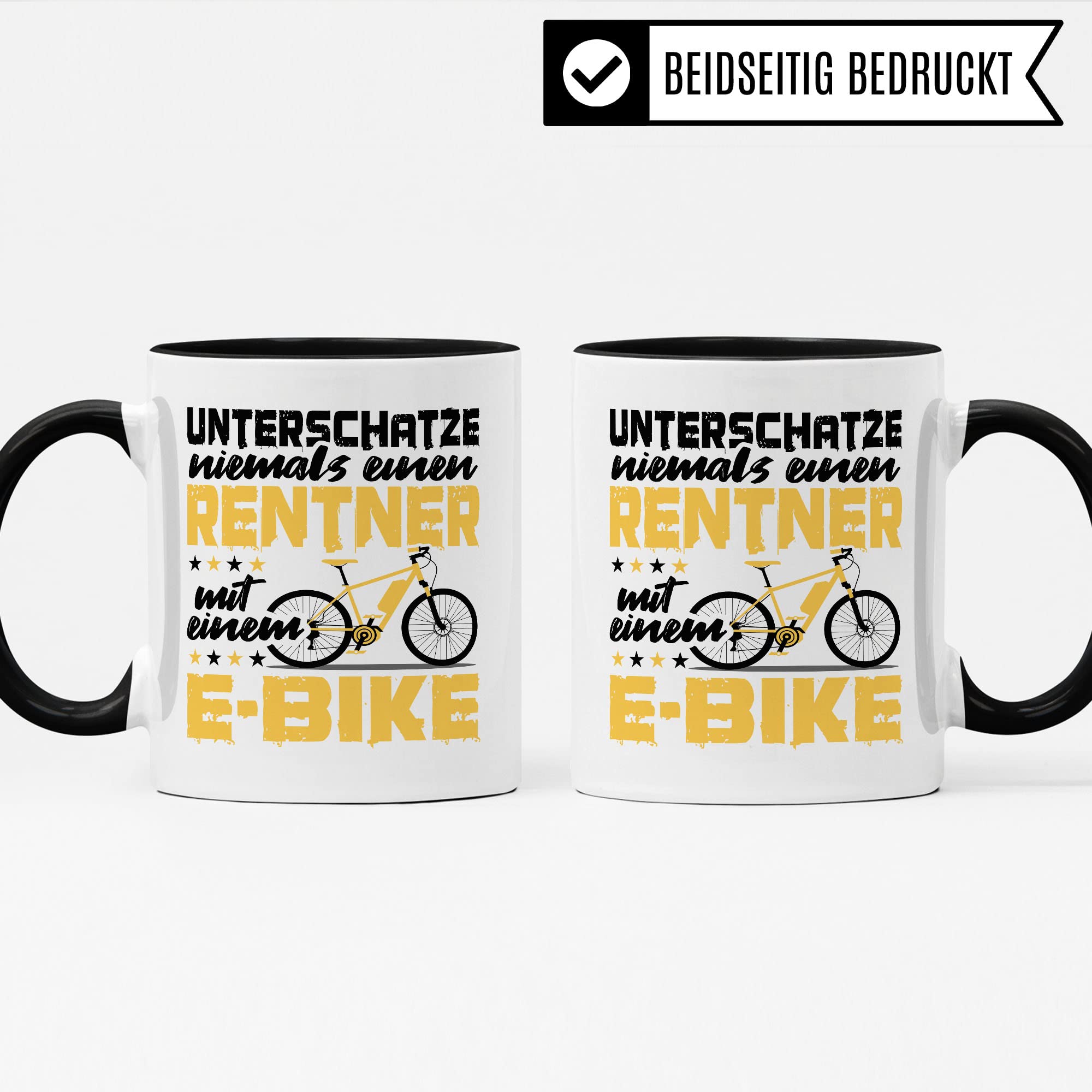 E-Bike Tasse Geschenkidee Fahrrad Kaffeetasse Humor Witz Geschenk für Renter Kaffeebecher Elektrofahrrad Becher