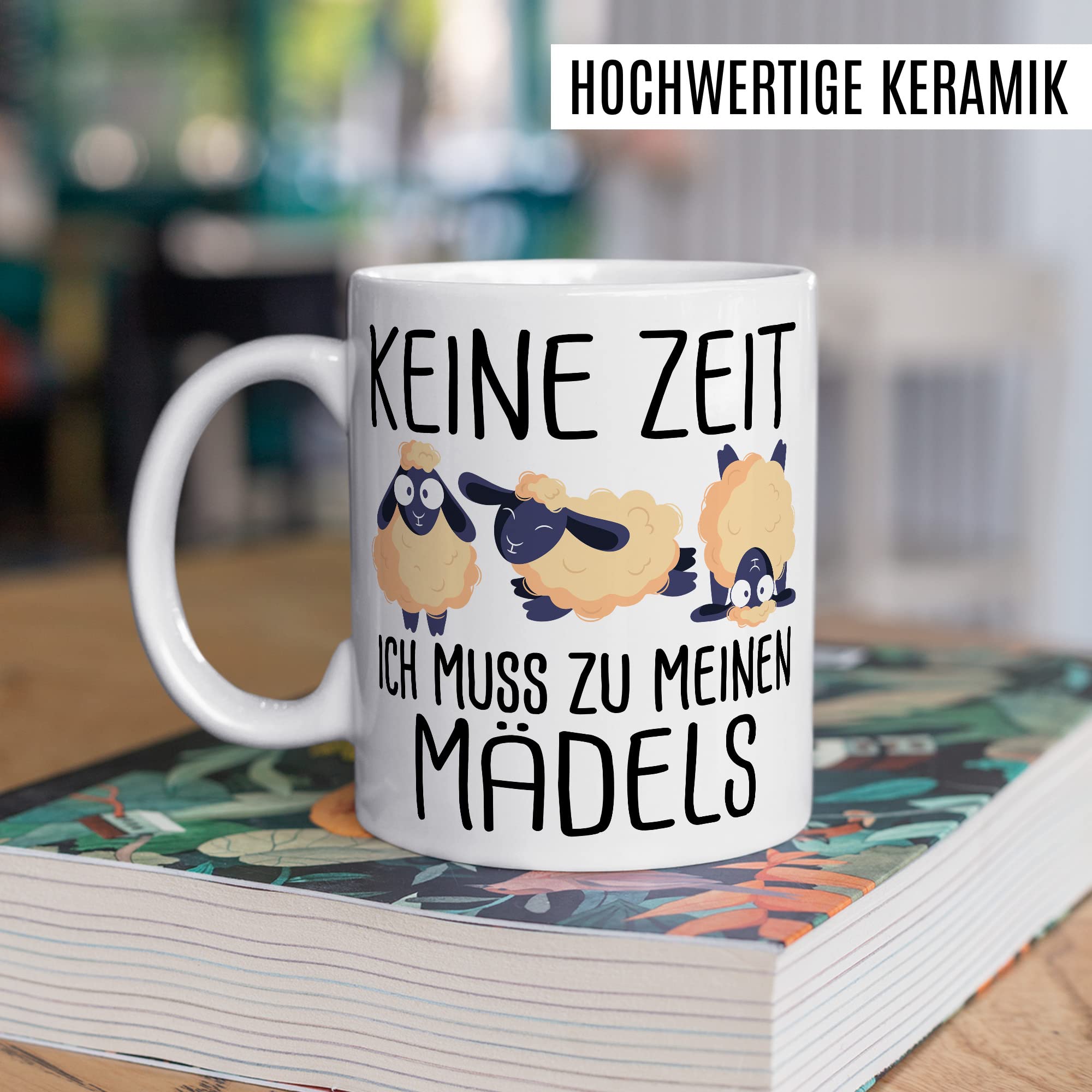 Mädels Tasse Schaf lustige Schafe Kaffeetasse Geschenk Kaffee-Becher Schäfchen süß Geschenkidee Mädchen Kollegin Humor Tante Freundin Wolle Cartoon Schaf Aufdruck witzig Bäuerin Bauernfrau