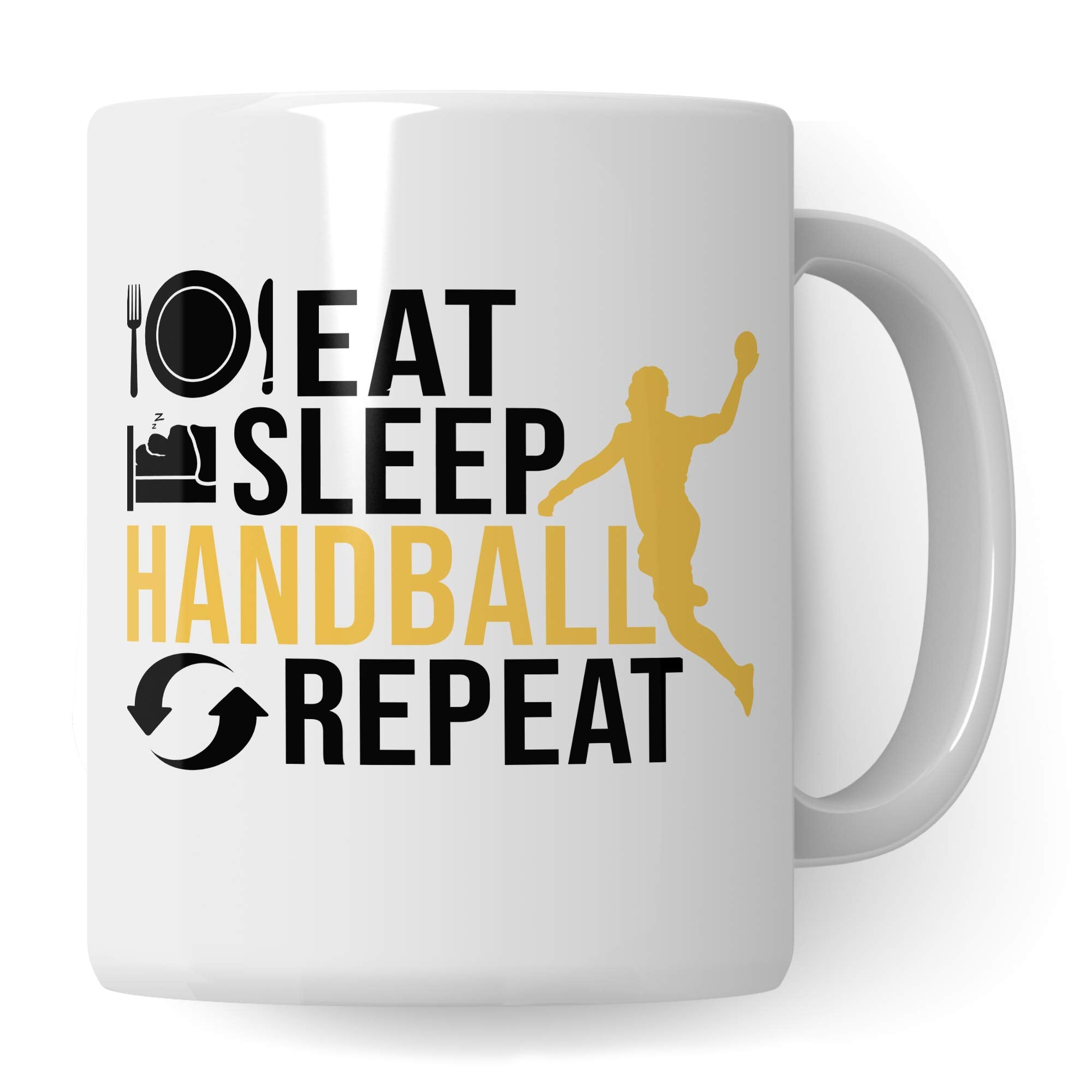 Pagma Druck Handball Geschenke für Männer, Jungen Handball Tasse, Eat Sleep Handball Repeat Becher Handballer Geschenkidee, Handballspieler Handballverein Handballmannschaft Spruch