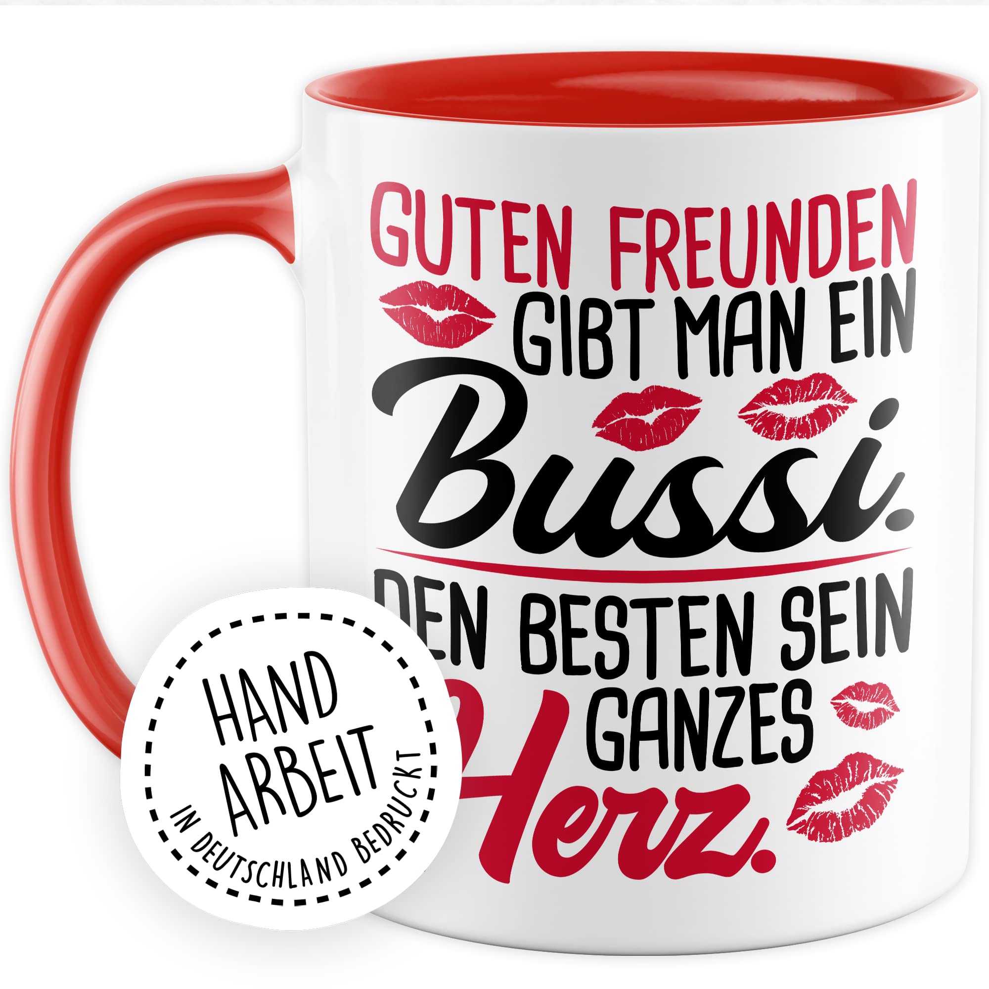 Freunde Tasse Freundinnen Kaffeetasse Freundschaft Kaffee-Becher Frauen Beste Freundin Geschenk-Idee Guten Freunden Bussi Besten Herz Spruch