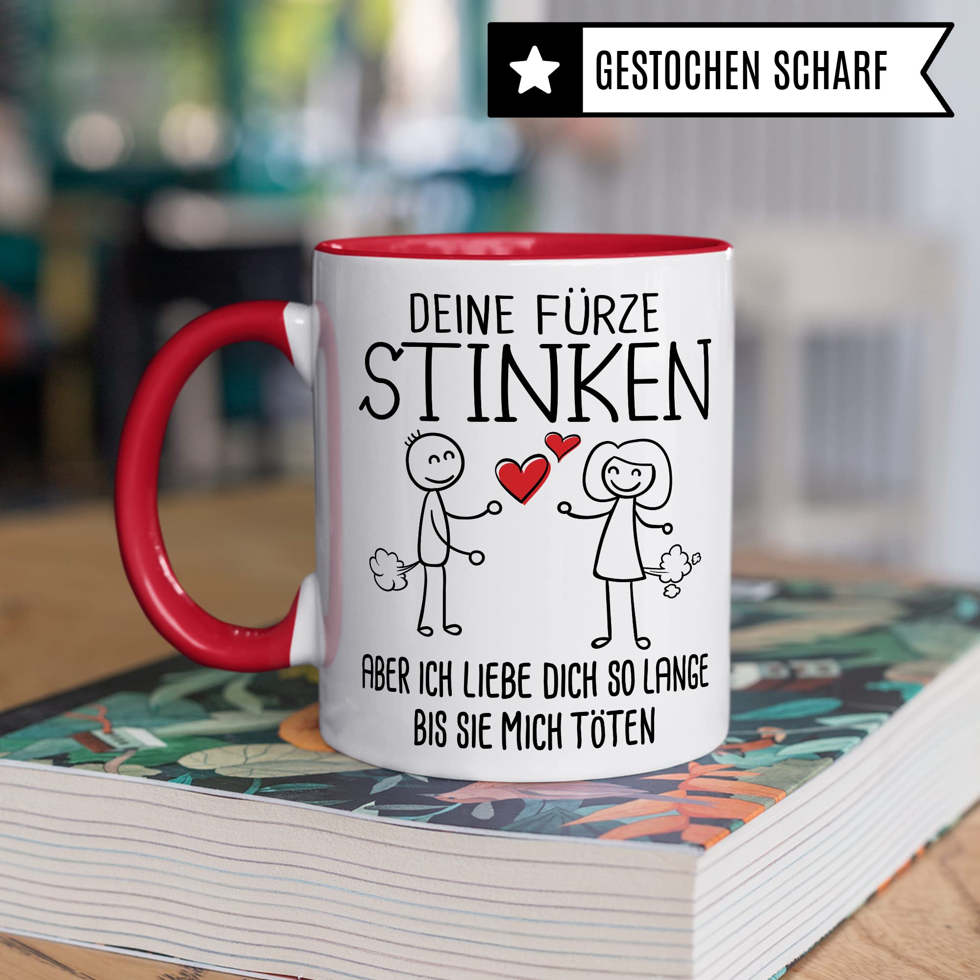 Tasse Fürze Geschenk, Deine Fürze stinken aber ich liebe dich solange bis sie mich töten Geschenkidee Ehemann Freund Partner Kaffee-Becher Kaffeetasse Tasse mit Spruch lustig