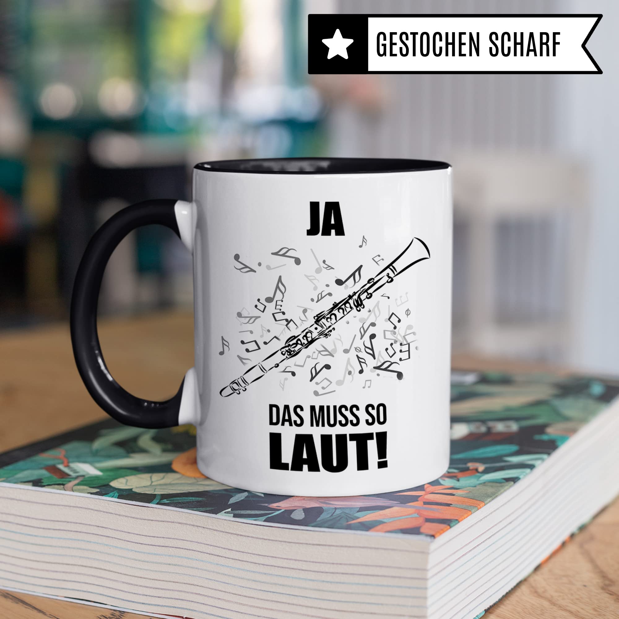 Klarinette Tasse - Musik Geschenk für Klarinettist Klarinettistin - Kaffeetasse Musiker Klarinettenspieler - Instrument Geschenkideen Becher Holzblasinstrumenten Spruch Kaffeebecher