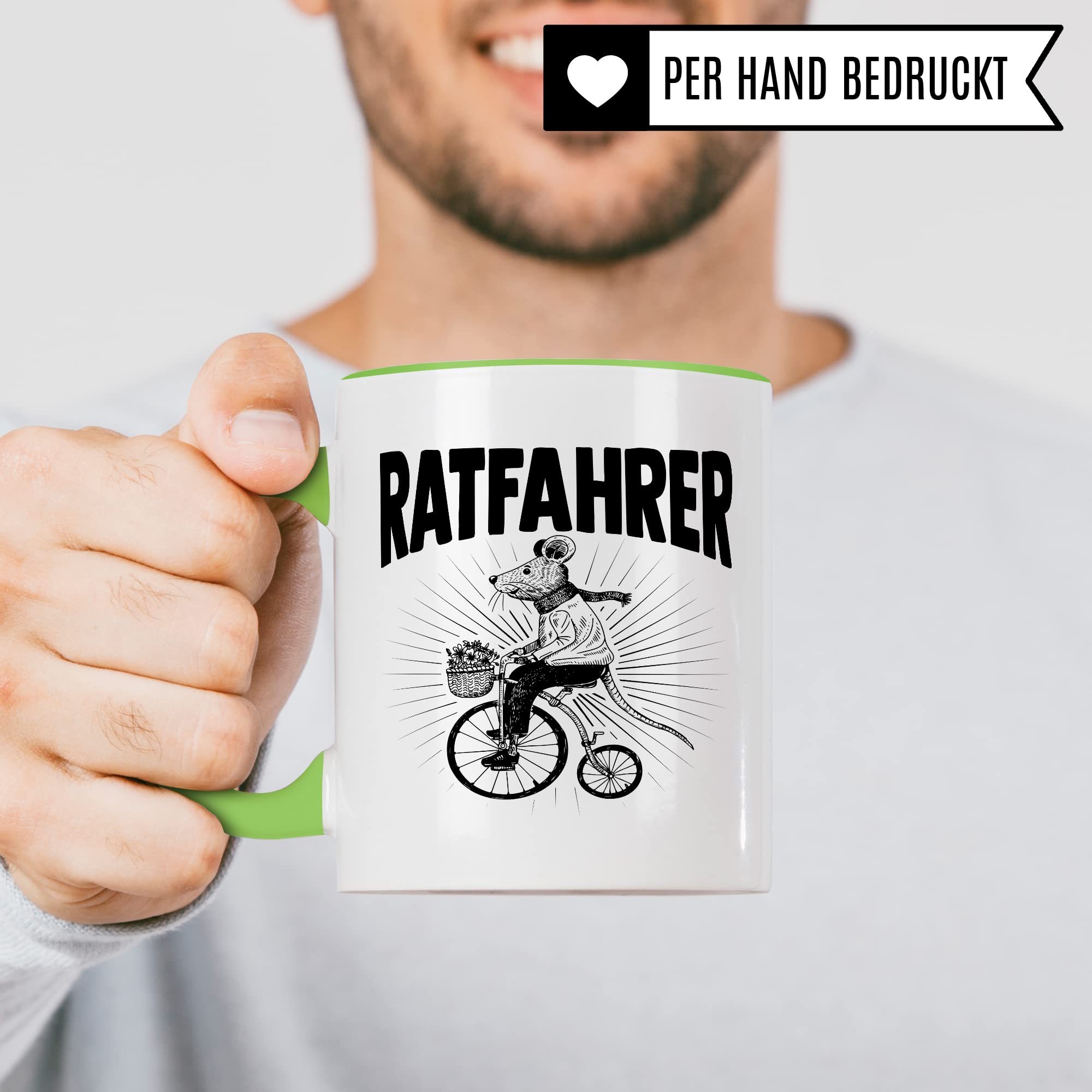 Ratfahrer Tasse Fahrrad Kaffeetasse Ratte Kaffee-becher Fahrradliebe Bike lustig Geschenk Fahrradfahren Geschenkidee Motiv Biker