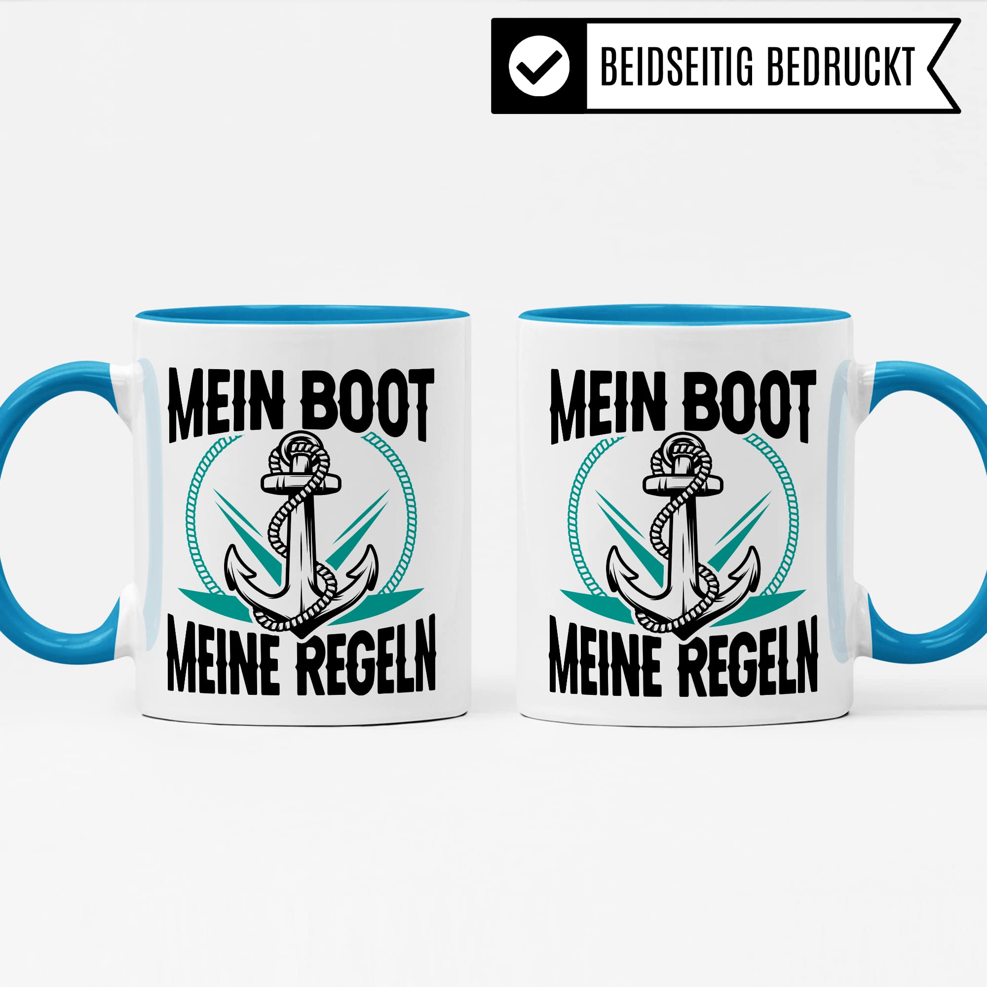 Tasse Kapitän, Mein Boot meine Regeln Geschenk Bootliebhaber Geschenkidee Bootbesitzer Kaffee-Becher Kaffeetasse mit Spruch lustig Teetasse Anker-Motiv