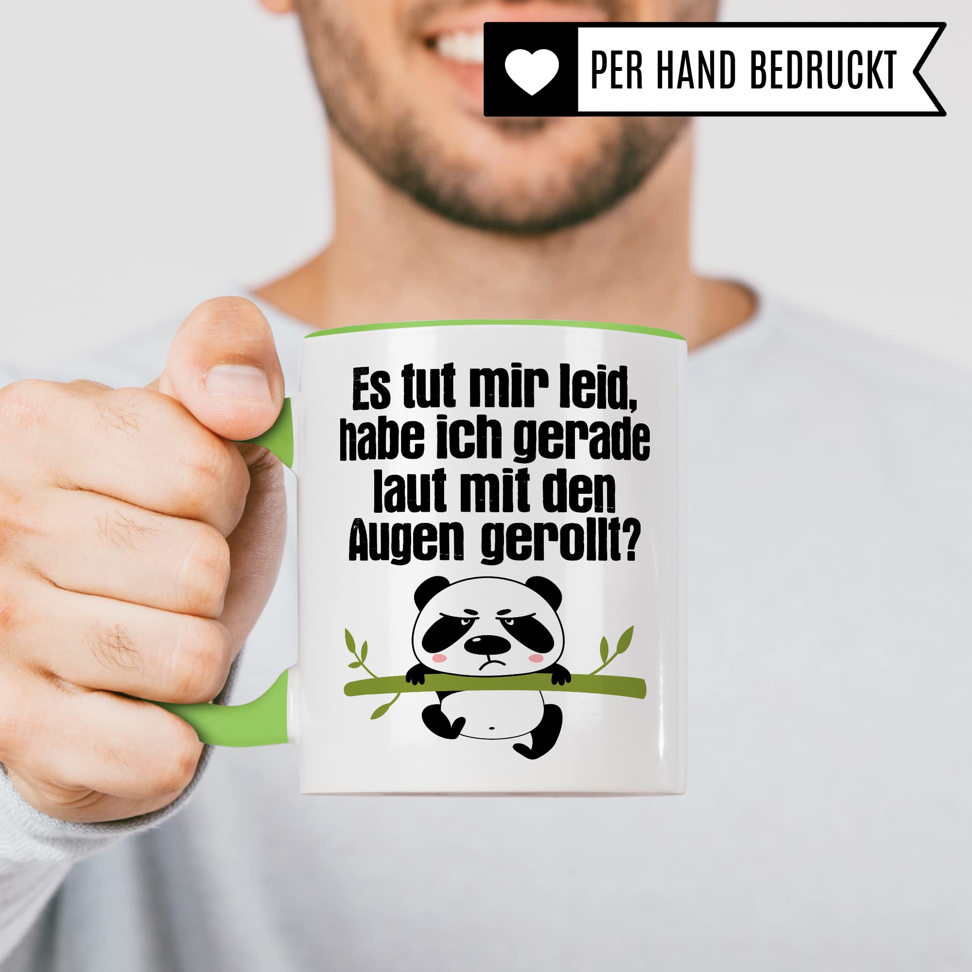 Tasse witzig Lustig Kaffeetasse Tasse fürs Büro Panda Tasse Augen rollen Spruch Kaffee-Becher Tassen Sprüche Witz Cool Kollegin Geschenk Geschenkidee