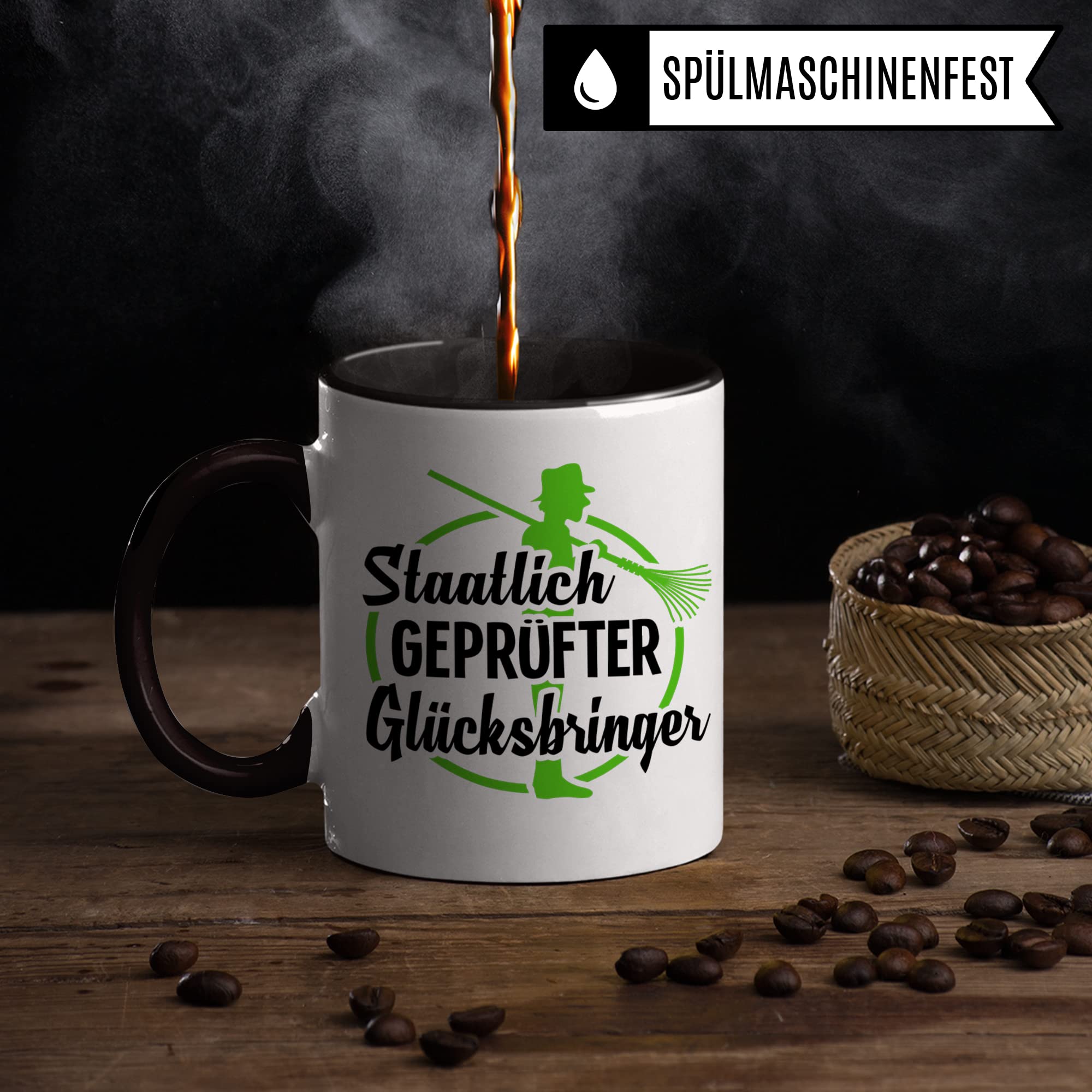 Kaminfeger Tasse Geschenkidee, Kaminkehrer Geschenk, Kaffeebecher mit Spruch lustig, Kaffeetasse Humor Witz Geschenkidee für Schornsteinfeger, Meister Teetasse