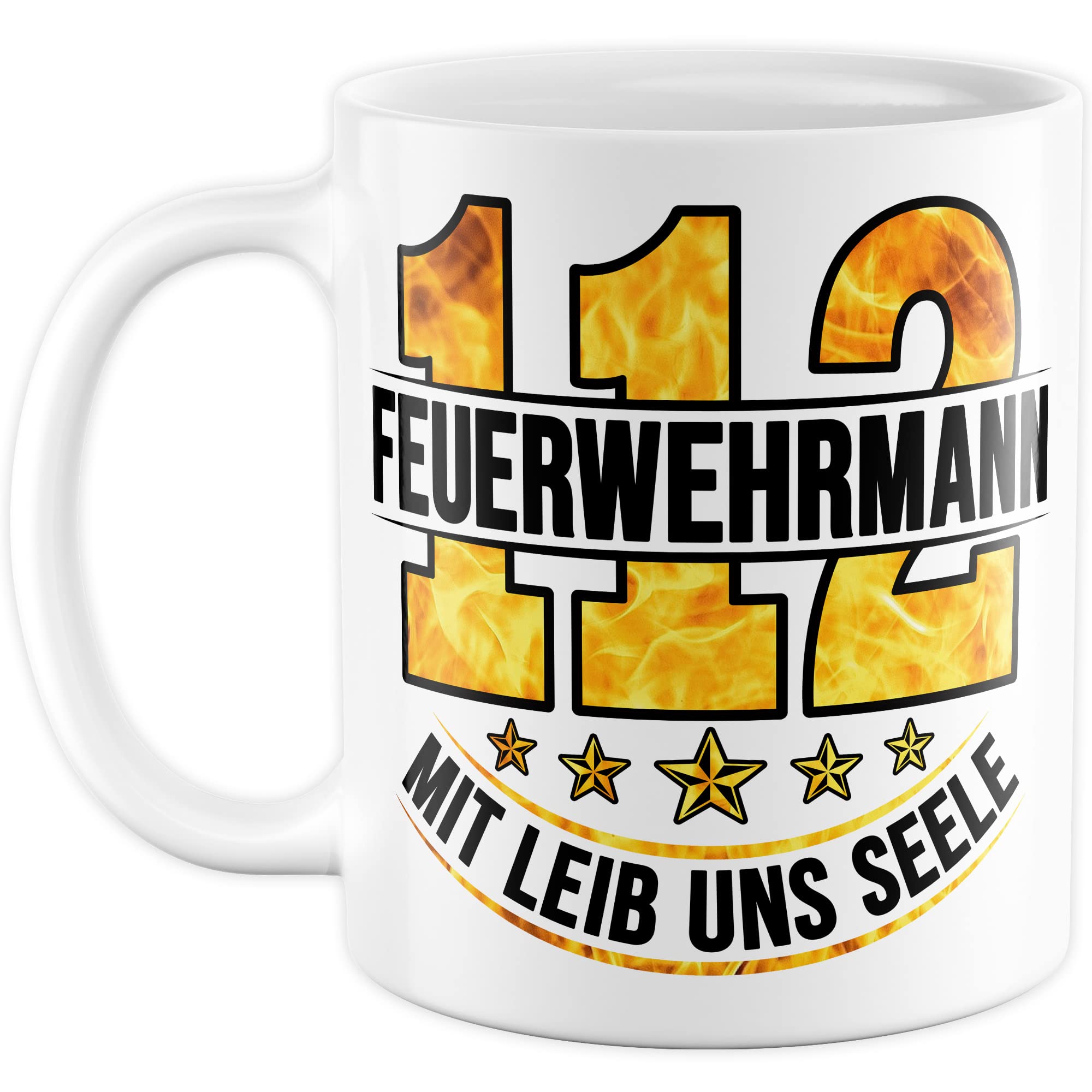 Feuerwehrmann Tasse 112 Geschenkidee Kaffeetasse mit Spruch Geschenk für Freiwillig Feuerwehr Kaffeebecher Feuerwehrauto Becher