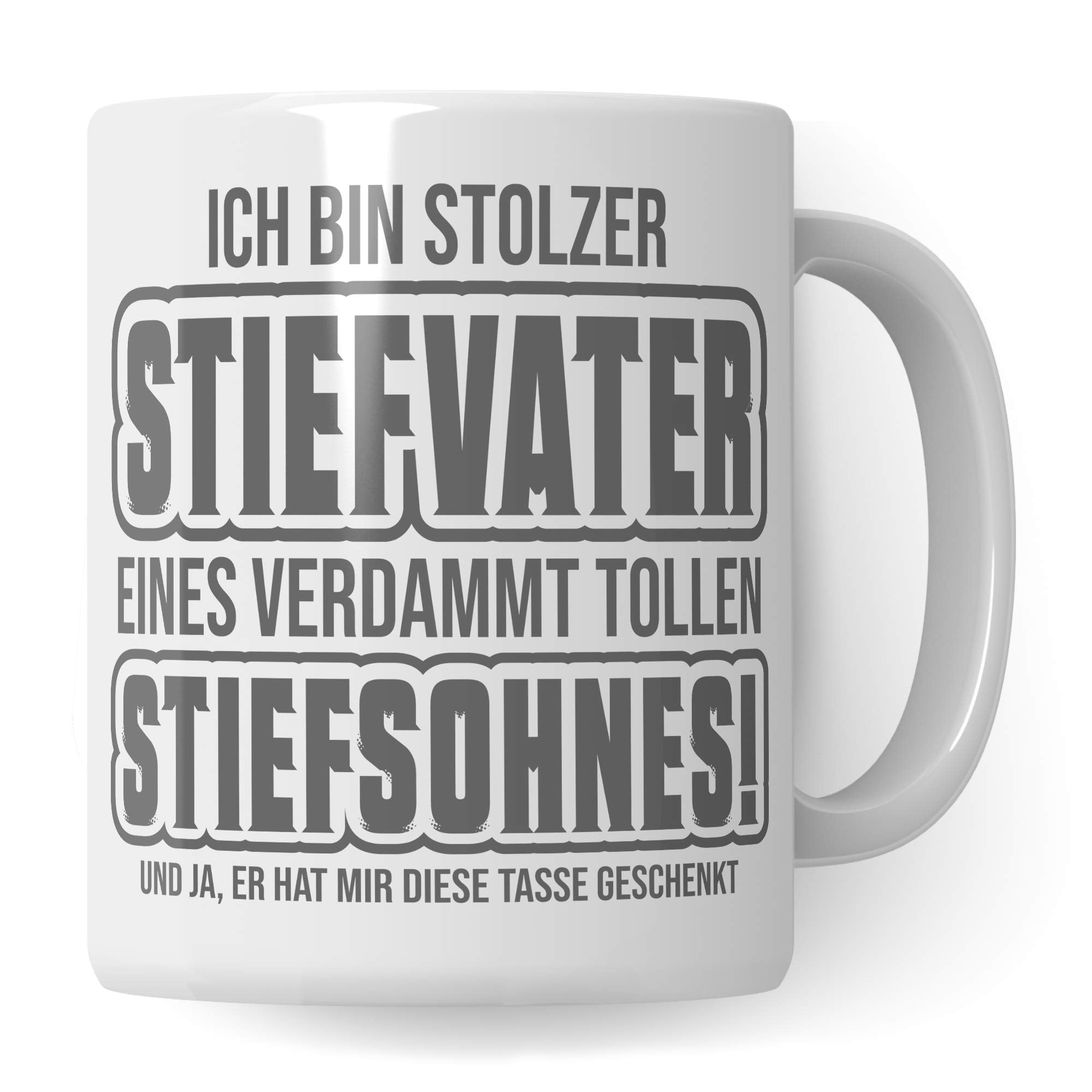 Pagma Druck Tasse Stiefvater Stiefsohn, Bonus Papa Kaffeetasse Geschenk Spruch, Bonuspapa Stief Vater Sohn Geschenkidee Kaffeebecher (Weiß/Weiß)