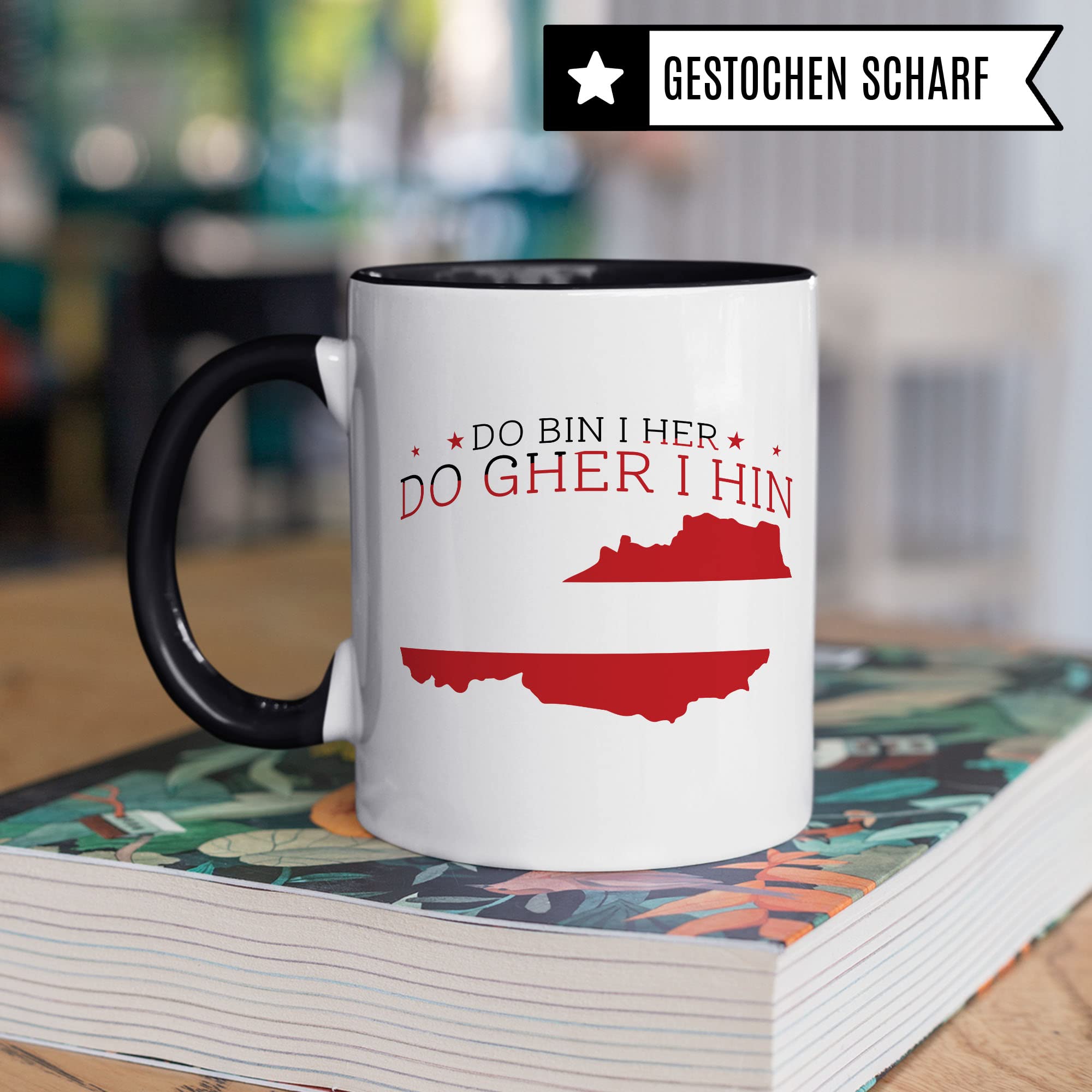 Österreich Tasse Geschenkidee Austria Kakaotasse Humor Witz Geschenk für Österreicher Österreicherin Kaffeetasse Heimat Kakaobecher