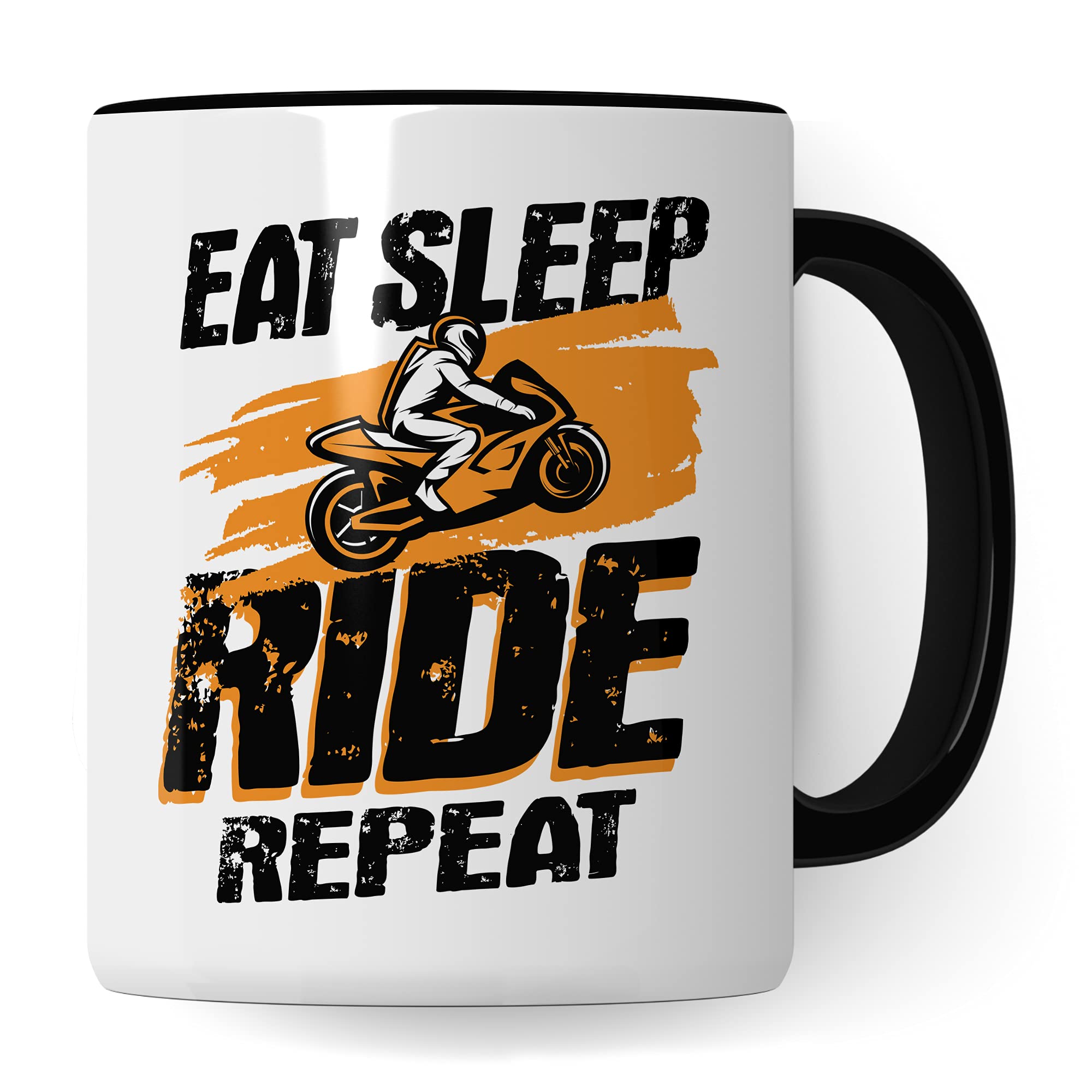 Motorrad Tasse Männer - Geschenk für Motorradfahrer Tasse mit Spruch Eat Sleep Ride Repeat Motorradfans - Kaffeetasse Sprüche Biker Herren - Kaffeebecher Bike Geschenkidee