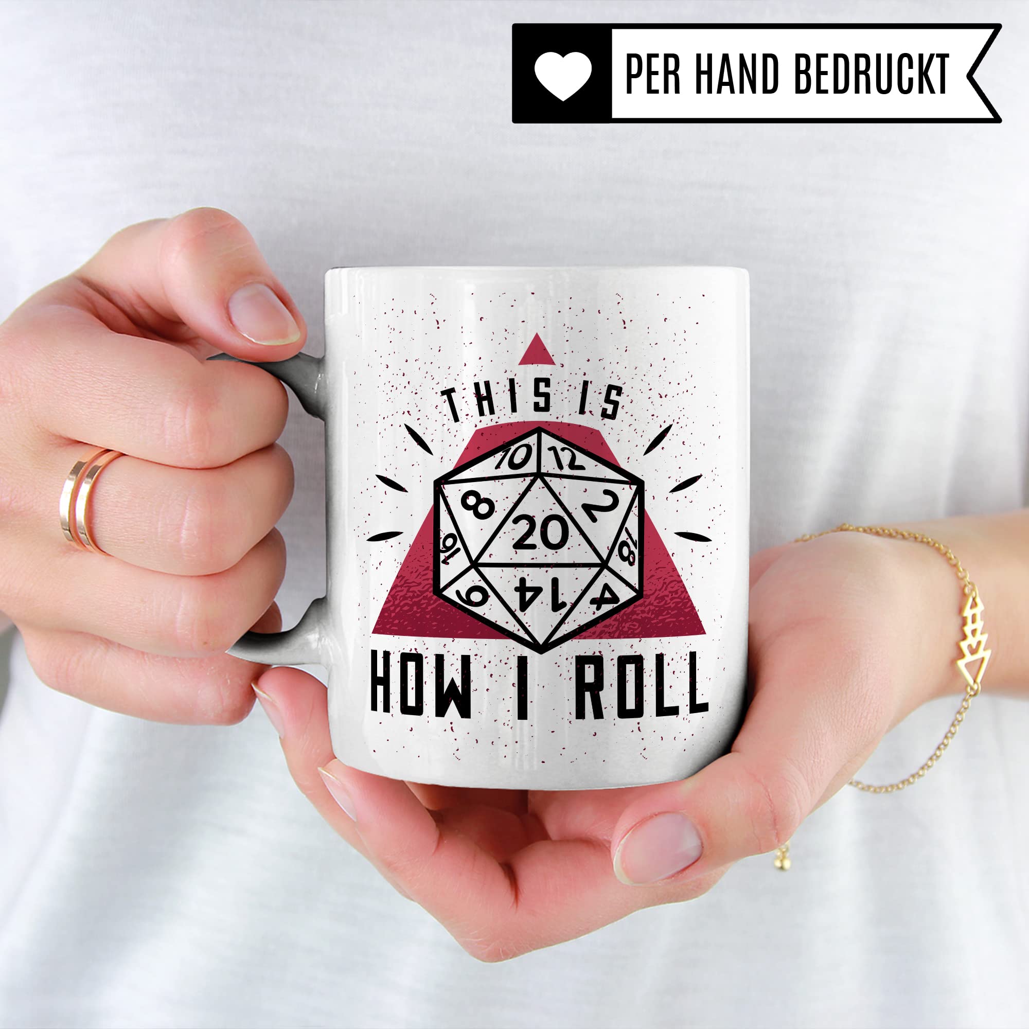 DnD Roleplay Tasse, This is how I roll Spruch, Rollenspiel Spruch D20 Dice Geschenkidee, Pen & Paper Tabletop D20 Würfel Motiv - RPG Dungeon Kaffee-Becher