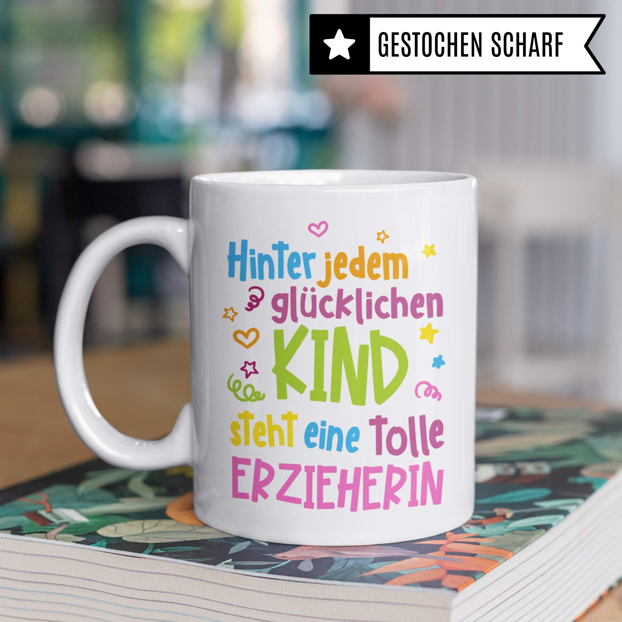 Pagma Druck Erzieherin Tasse, Abschiedsgeschenk Kindergarten, Becher Erzieherin Geschenk, Kaffeetasse Kindergarten Abschied Geschenkidee Kita, Dankeschön für Kindergärtnerin Tagesmutter