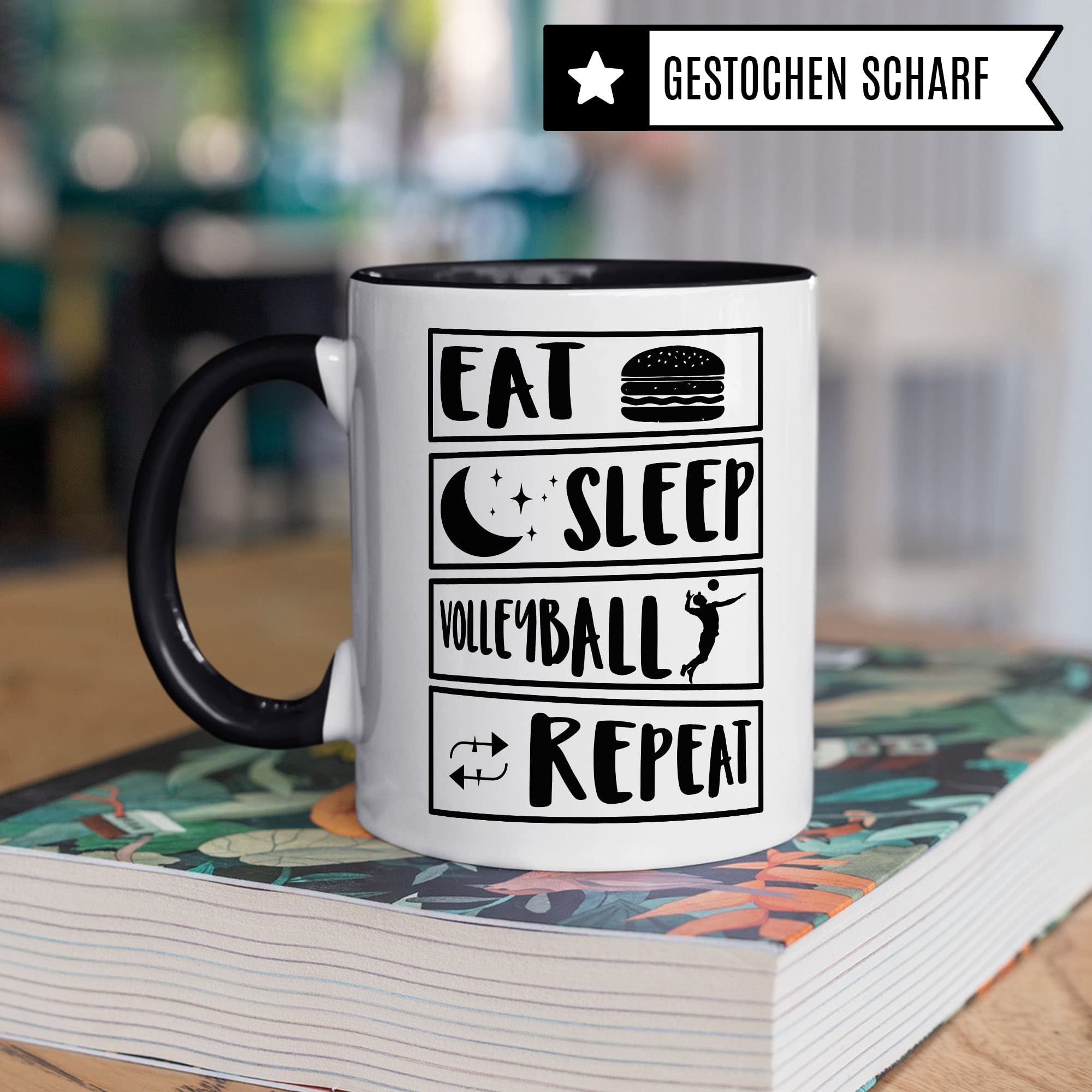 Volleyball Tasse Geschenkidee Kaffeetasse Humor Witz Geschenk für Volleyballspieler Kaffeebecher Beachball Becher