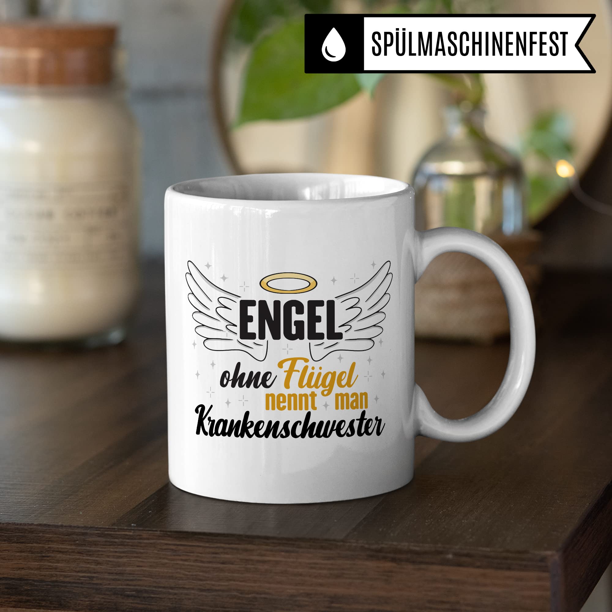 Krankenschwester Tasse, Engel ohne Flügel nennt man Krankenschwester, Krankenschwester Geschenk Medizinische Fachangestellte Arzthelferin Kaffee-Becher