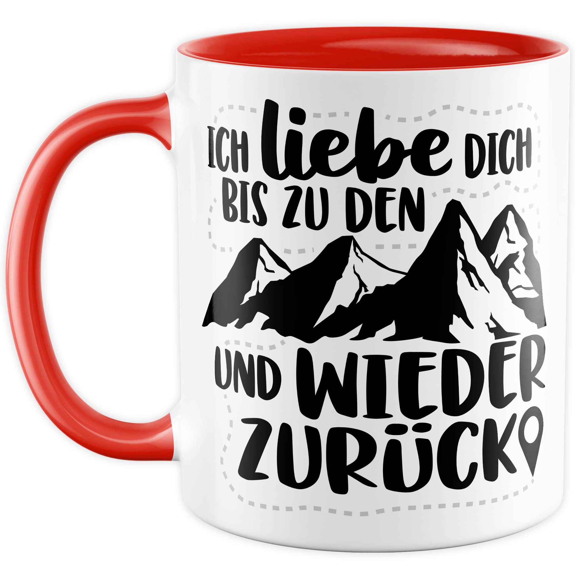 Berge Tasse Liebe Geschenk, Ich liebe dich bis zu den Bergen und zurück Geschenkidee Bergsteiger Kaffeetasse mit Spruch Kaffee-Becher Bergsteigen Wandern Natur