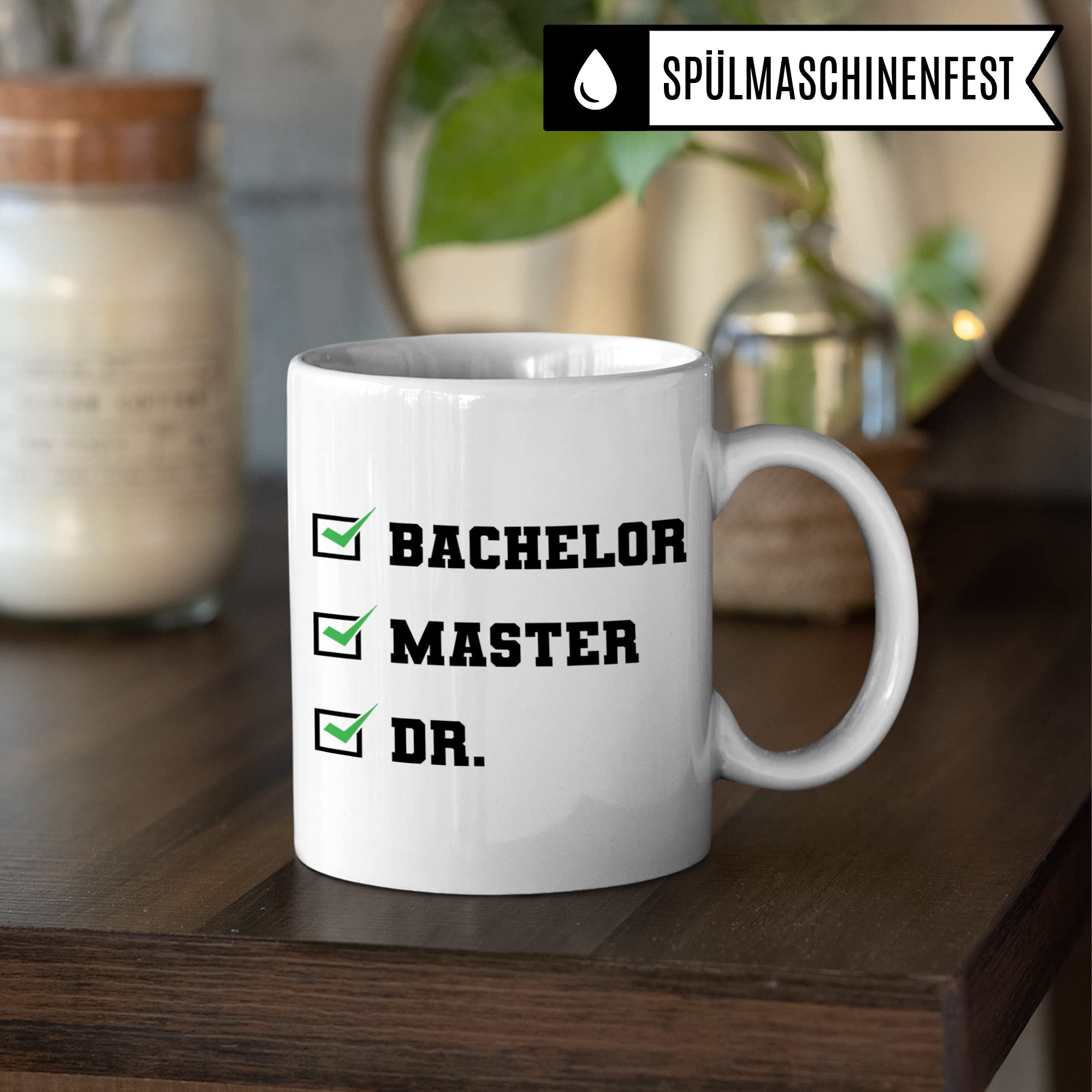 Doktortitel Tasse, Kaffebecher mit Spruch lustig, Doktor Geschenk, Kaffeetasse Humor Witz Geschenkidee für Doktorarbeit, Doktorin Teetasse Dr. Becher