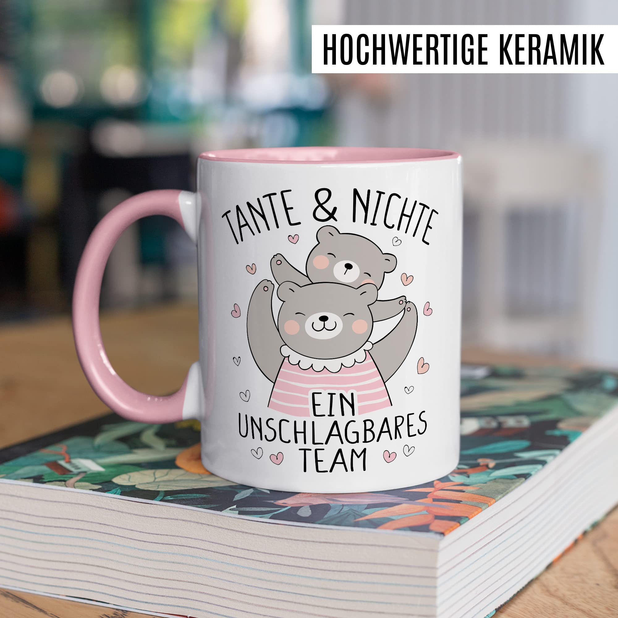 Tante Tasse Geschenk, Tante & Nichte ein unschlagbares Team Geschenkidee Kaffee-Becher Kaffeetasse Tasse mit Spruch lustig Tante Nichte Familie Patentante