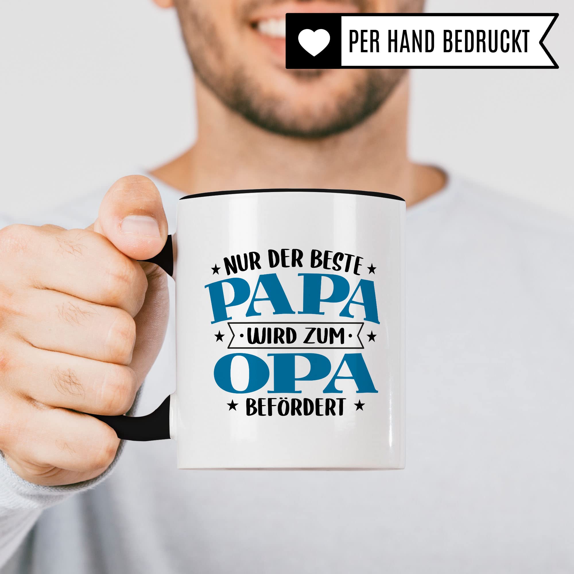 Tasse Opa, Nur der beste Papa wird zum Opa befördert Kaffeetasse mit Spruch lustig Kaffee-Becher Vater Geschenk Geschenkidee Großvater Geburt Teetasse