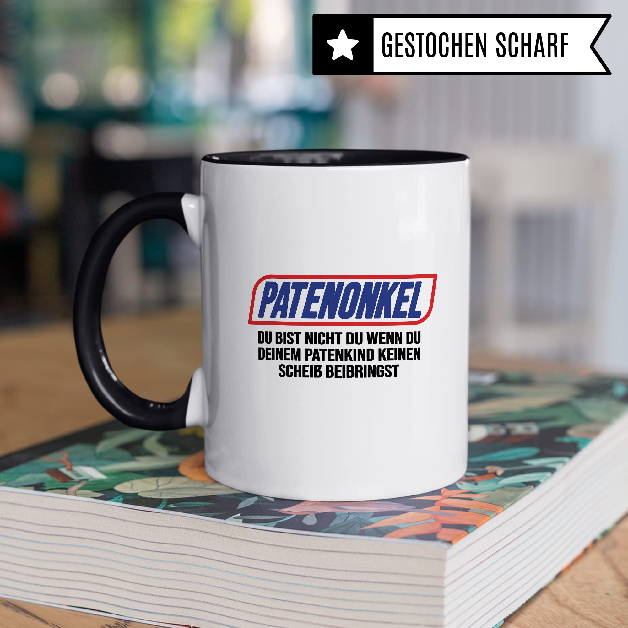 Patenonkel Tasse Geschenk, PATENONKEL - Du bist nicht du wenn du deinem Patenkind keinen Scheiß beibringst Geschenkidee Kaffeetasse mit Spruch lustig Kaffee-Becher Taufe Patensohn