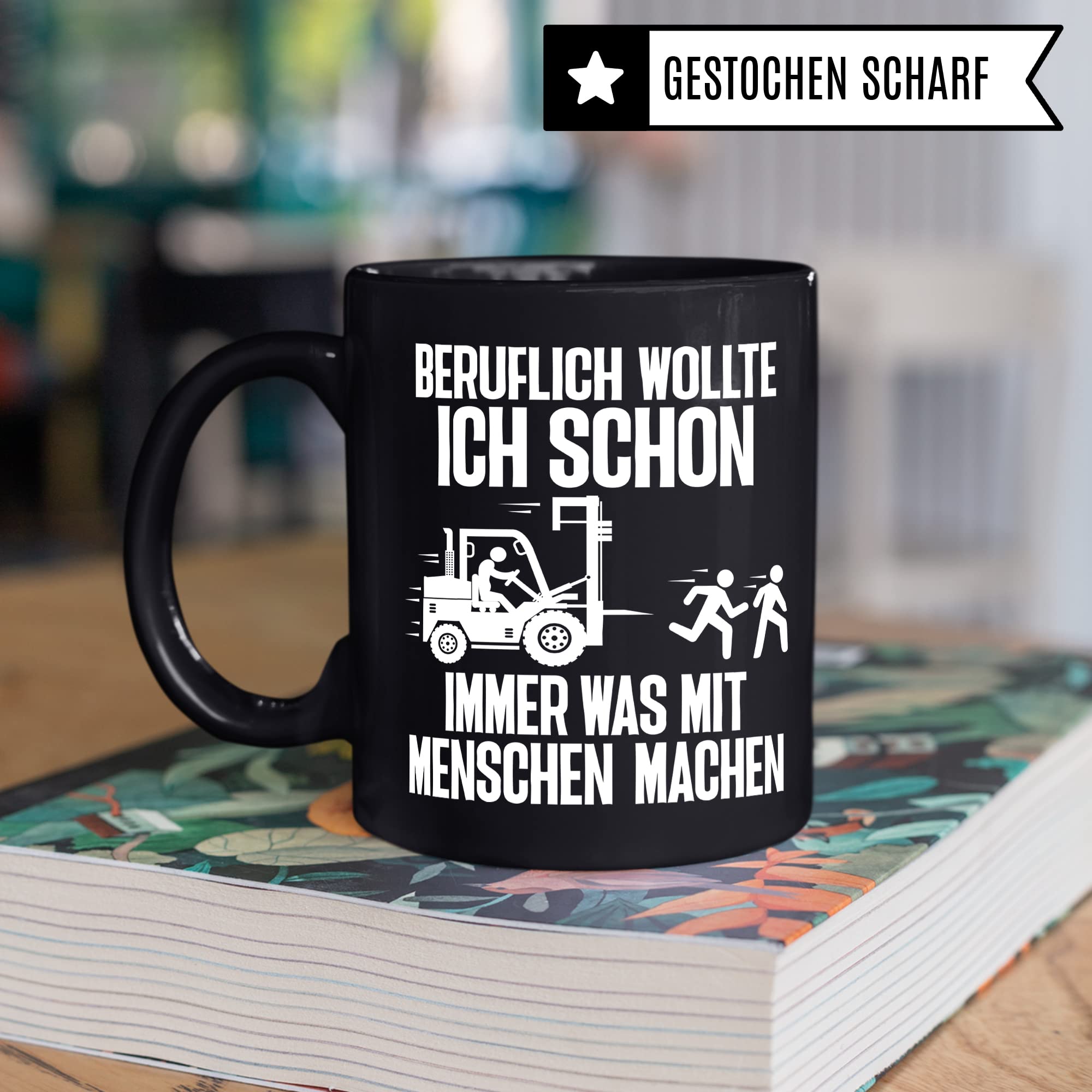 Lagerist Tasse mit Spruch lustig Staplerfahrer Geschenk Gabelstapler-Fahrer Kaffee-Becher böser Humor Kaffeebecher Lagerarbeiter Lagerlogistiker Geschenkidee