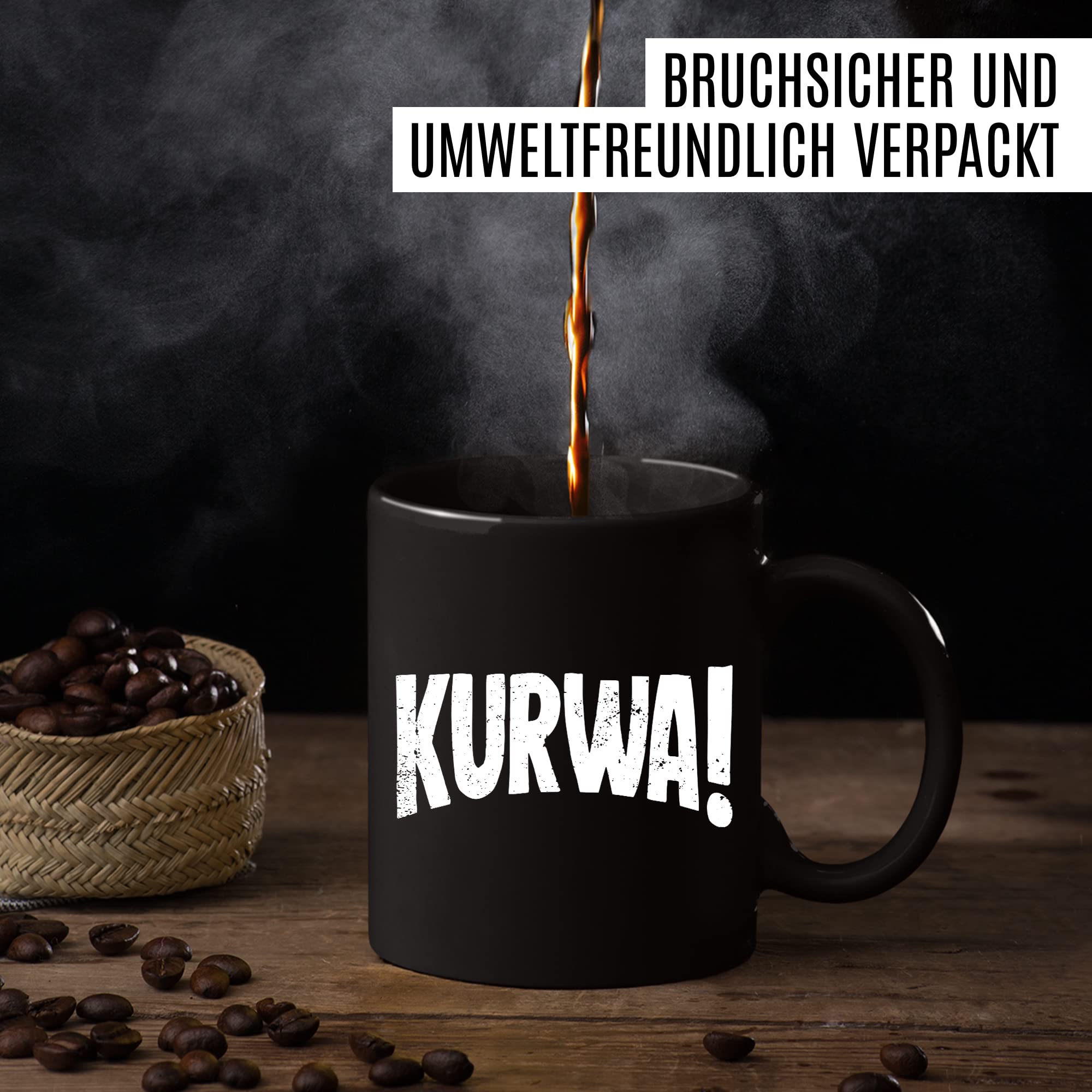 Kurwa Tasse lustige Kaffeetasse mit Spruch polnisch Kaffee-Becher Polen Witz kurwa mac Geschenkidee Pole Polin Geschenk Ostblock Polnisch Sarkasmus Schimpfwort Beleidigung Sprache