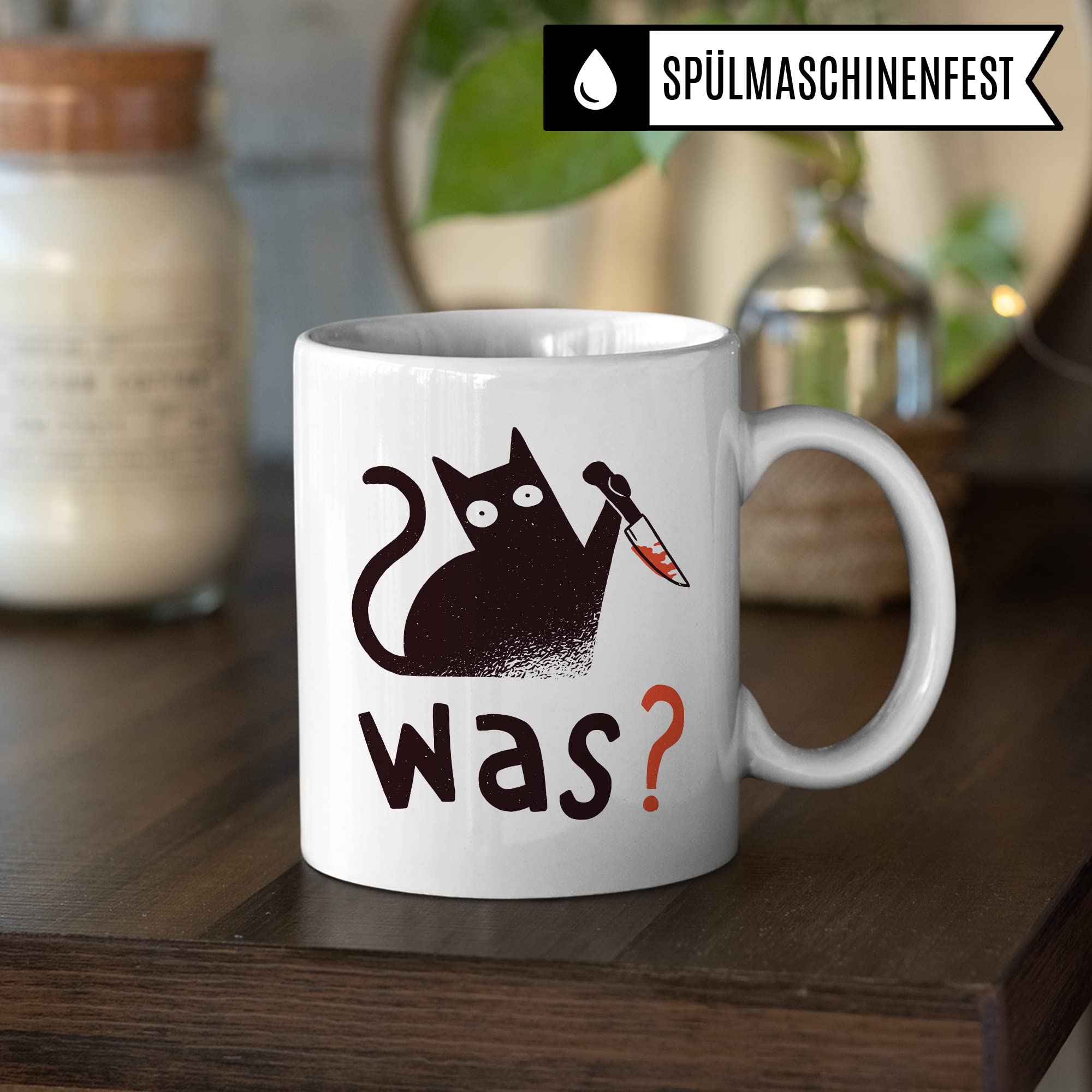 Tasse Katzen-Motiv, schwarzer Humor Geschenk Katzenliebhaber, sarkastisches Katzen-Tasse Motiv, Geschenk Kollegen, lustige Katze Kater Katzenfreund Büro-Tasse Sarkasmus