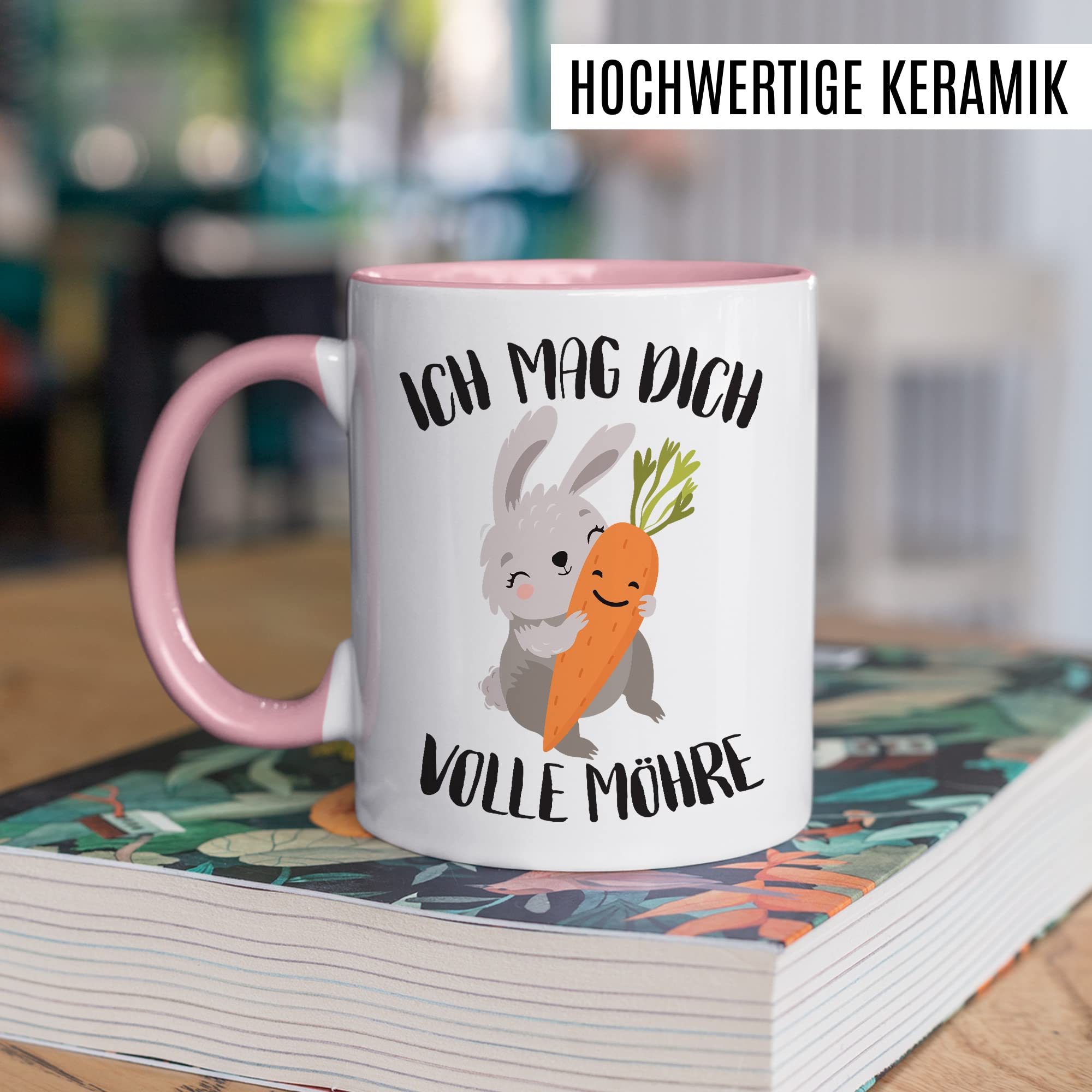 Süße Tasse Liebe Kaffeetasse Für Partner Geschenk Freundin Geschenkidee Freund Kaffee-Becher Mag dich volle Möhre Spruch Motiv süß Hase