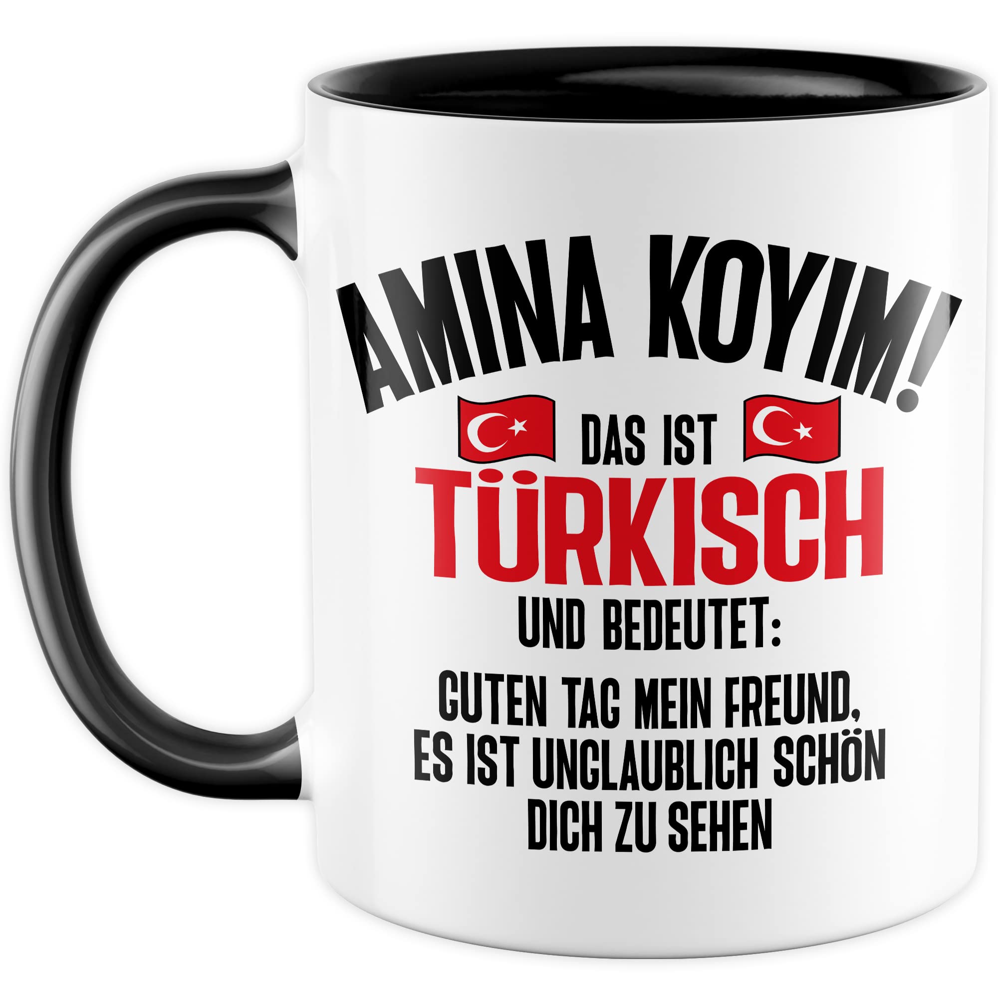 Amina Koyim Tasse lustige Kaffeetasse mit Spruch türkisch Kaffee-Becher Türken Witz Amina Koyim Geschenkidee Türke Türkin Geschenk Türkei türkisch Sarkasmus Schimpfwort Beleidigung Sprache