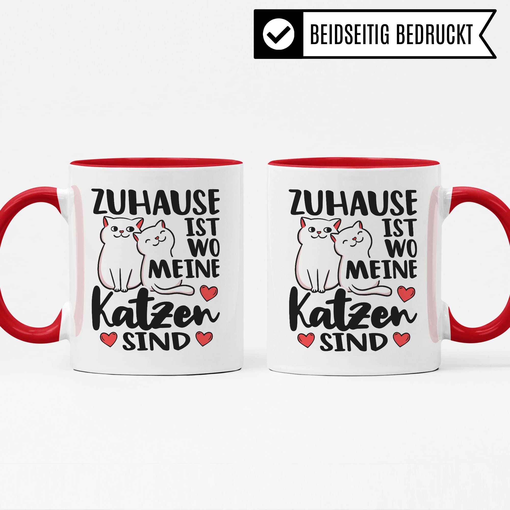 Tasse Katzen-Motiv, Zuhause ist wo meine Katzen sind Spruch, Süßes Geschenk Katzenliebhaber Katzen-Motiv, Geschenkidee Kollegen Freund Freundin, lustige Katze Kater Katzenfreund Büro-Tasse