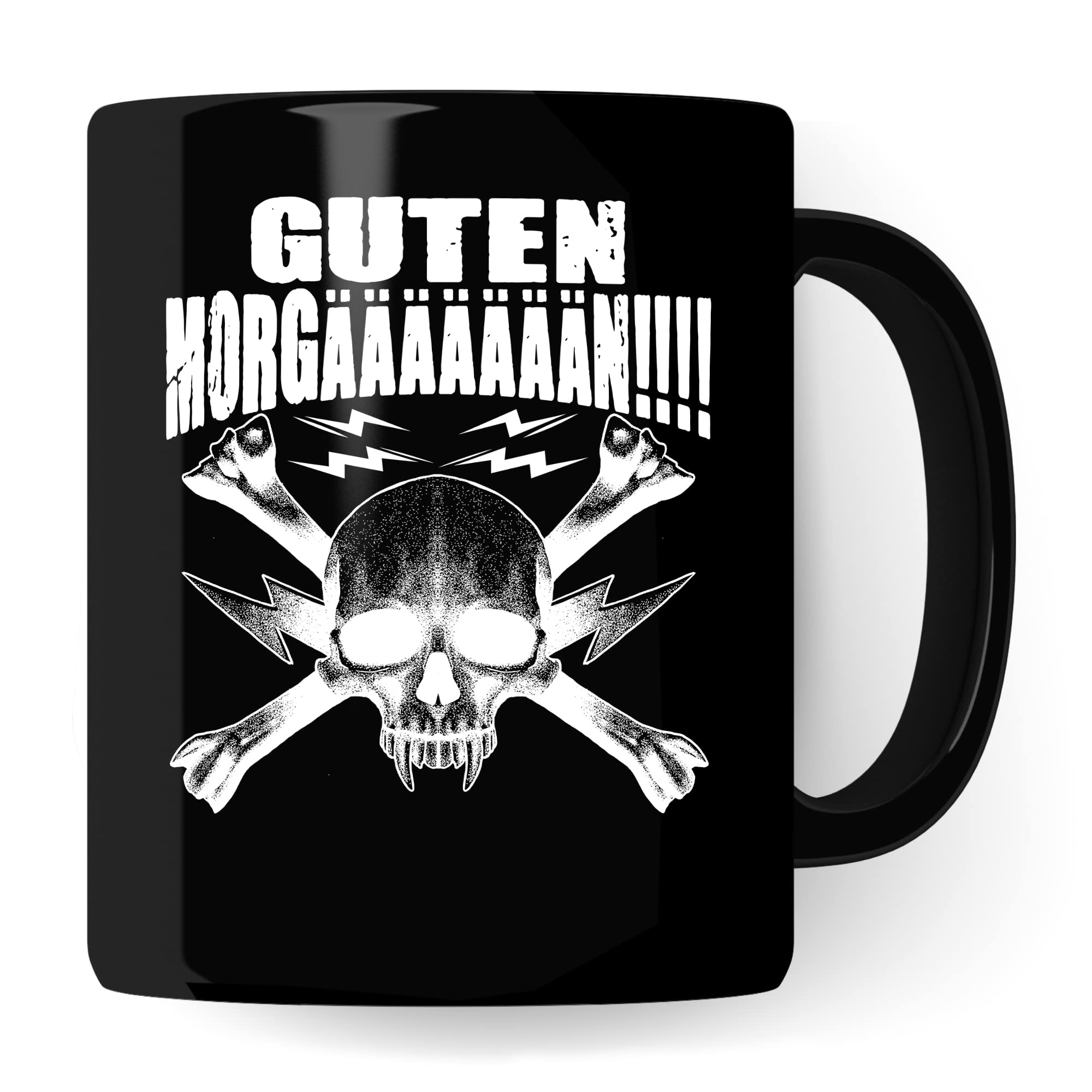 Tasse lustig Heavy Metal Rocker Kaffeetasse Metal Fan Geschenkidee Kaffee-Becher Metalic Rocker Geschenk Spruch lustig Humor Teetasse Witz GUTEN MORGÄÄÄN!!