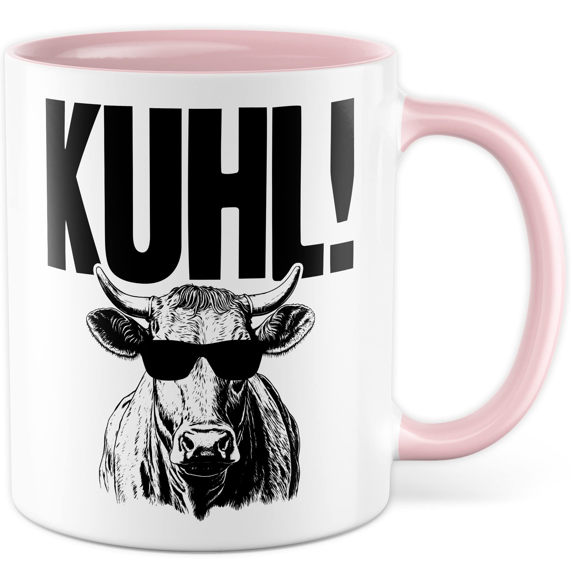 KUHL Tasse mit Spruch witzige Kaffeetasse mit Kuh Motiv Humor Geschenk Geschenkidee Kollegen Büro Kaffee-Becher lustig Freundin Kühe Sonnen Brille Cool Wortwitz Schreibfehler