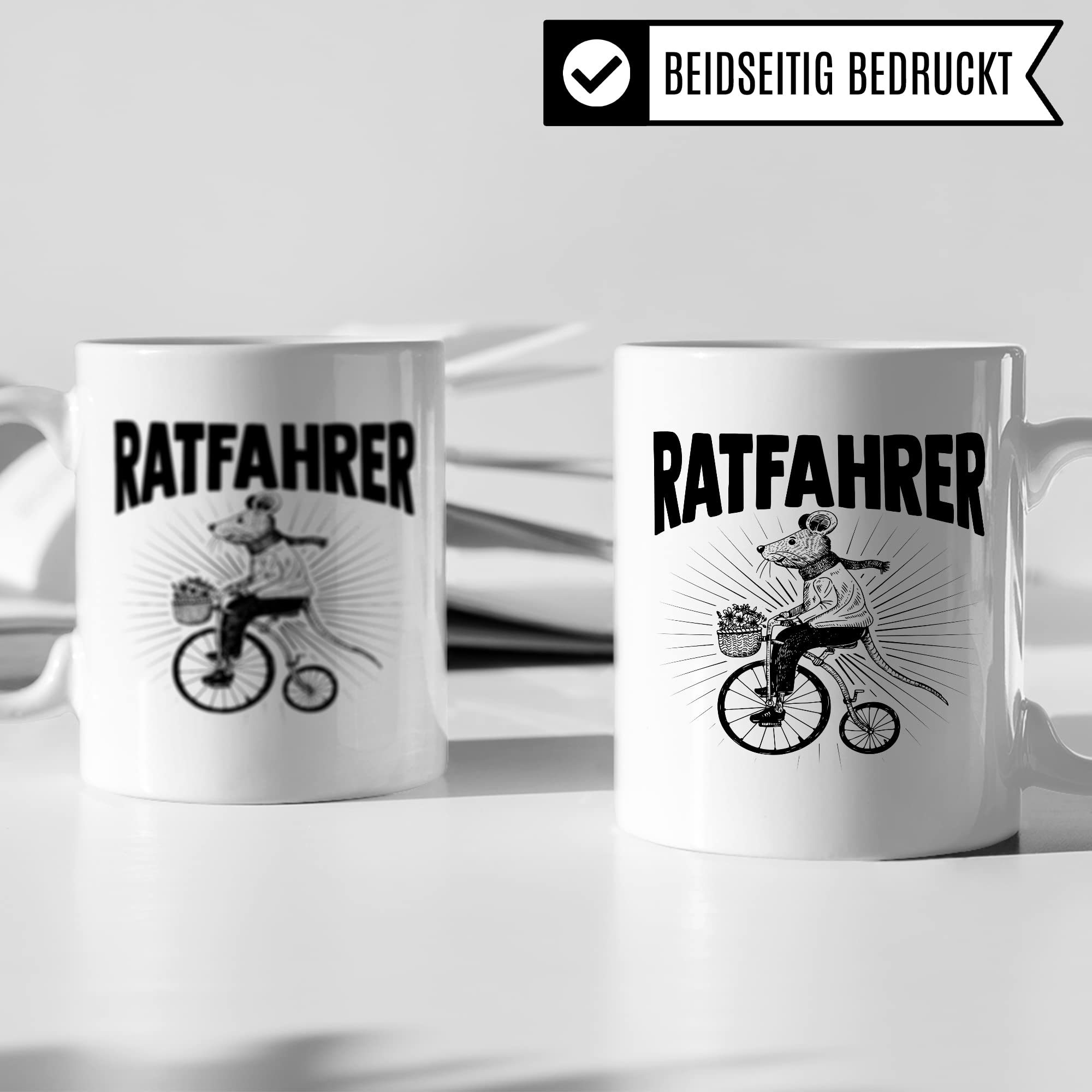 Ratfahrer Tasse Fahrrad Kaffeetasse Ratte Kaffee-becher Fahrradliebe Bike lustig Geschenk Fahrradfahren Geschenkidee Motiv Biker