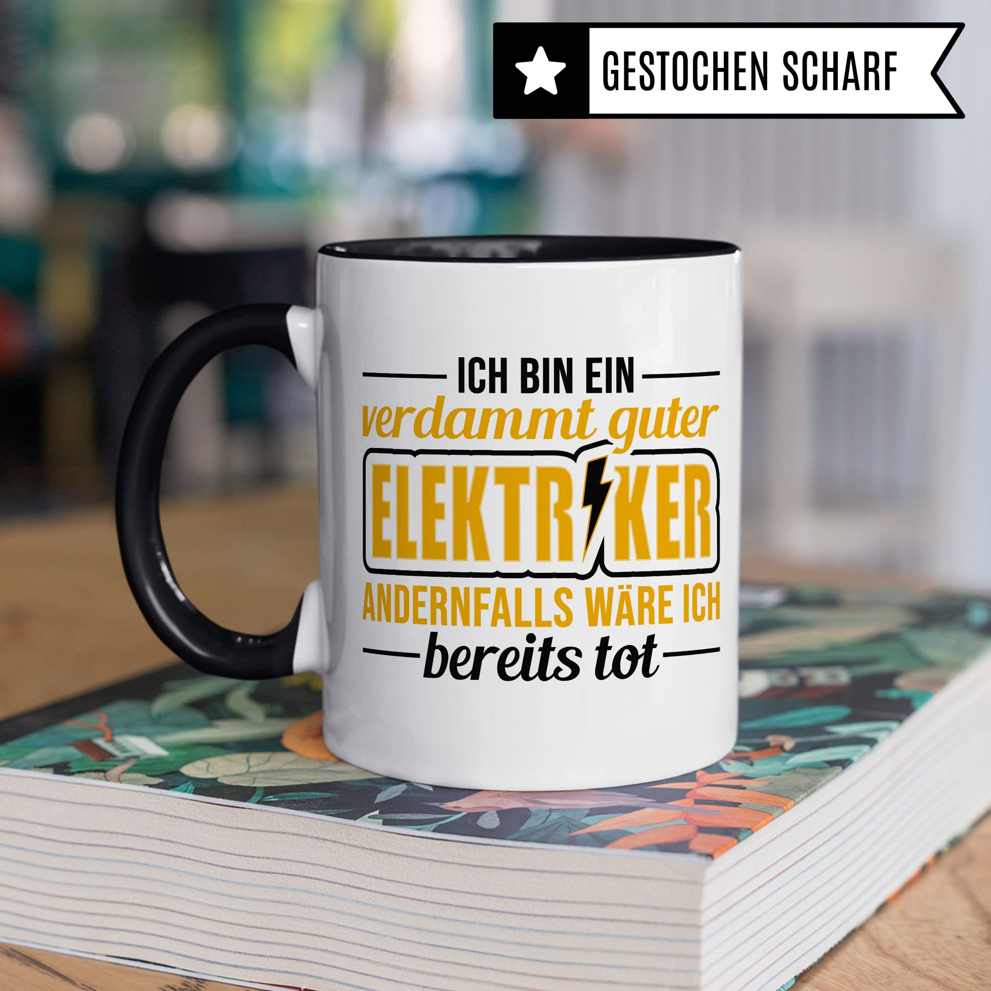 Elektriker Tasse Geschenkidee Kaffeetasse Humor Witz Geschenk für Elektroinstallateur Kaffeebecher Elektroniker Becher