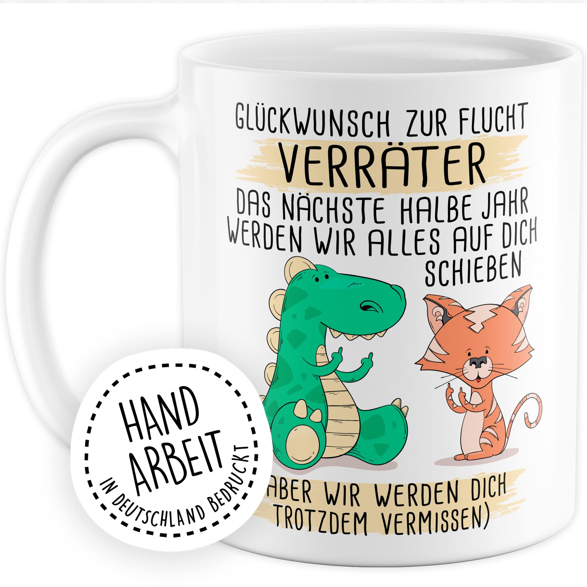 Abschied Tasse Abschiedsgeschenk Kaffeetasse Glückwunsch zur Flucht Spruch lustiger Kaffee-Becher Jobwechsel Kollege Kollegin Kündigung Ruhestand Geschenkidee Rente Geschenk Büro Arbeit