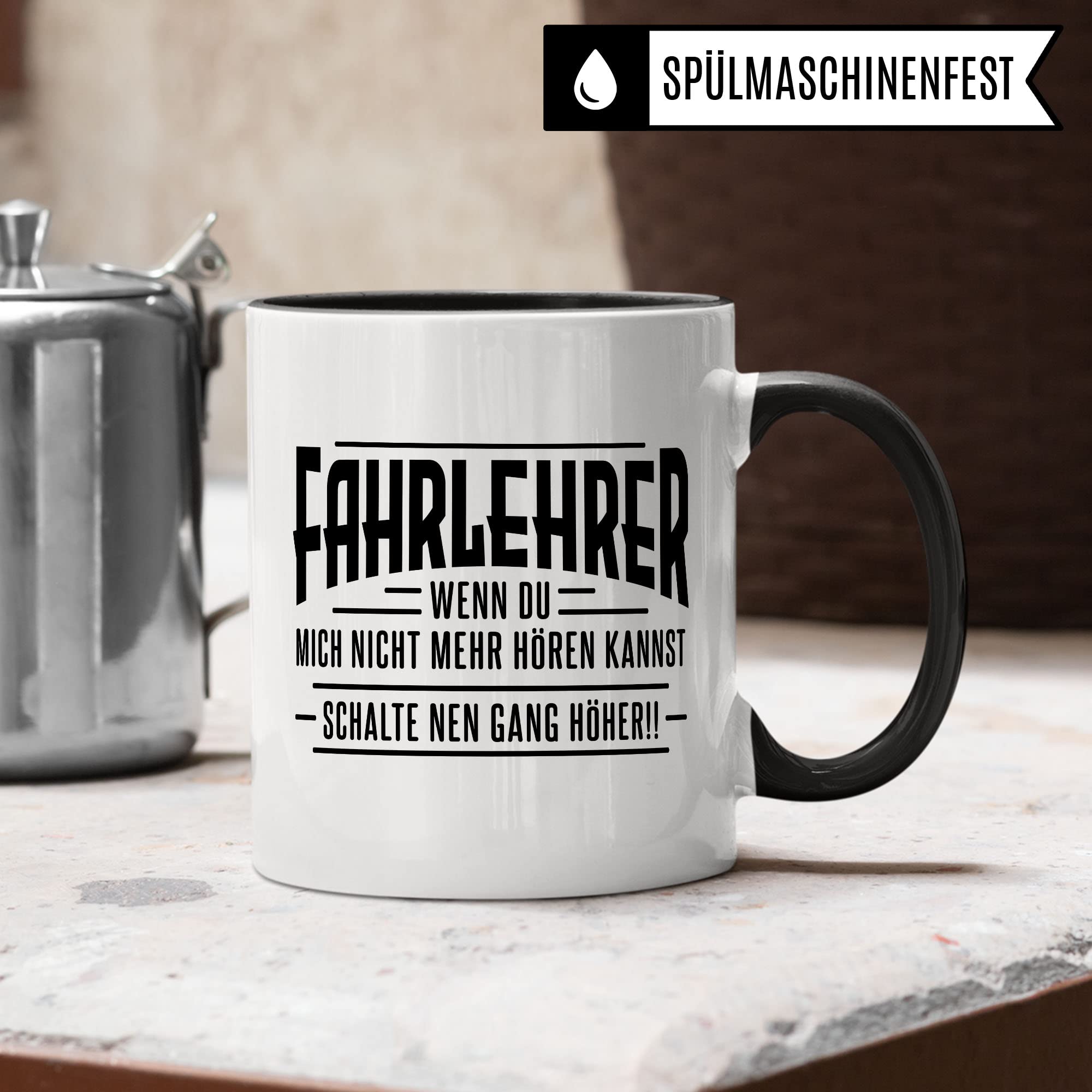 Fahrlehrer Tasse Geschenkidee Kaffeetasse Humor Witz Geschenk für Fahrschule Kaffeebecher Fahrstunde Becher