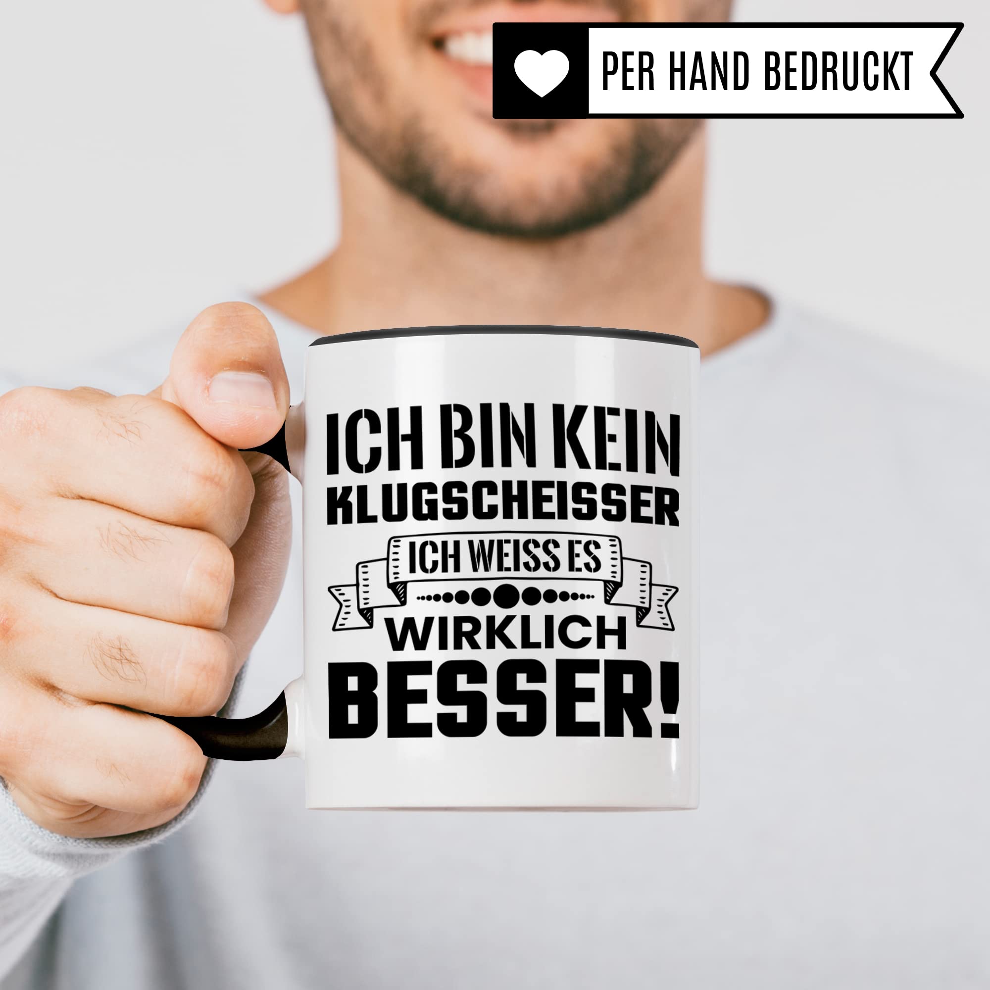 Klugscheisser Tasse, Kaffeetasse Geschenk für Besserwisser, Kaffeebecher mit Spruch lustig, Arbeit Büro Geschenk Kaffeetasse Humor Witz Geschenk für Kollege, Kollegin Teetasse