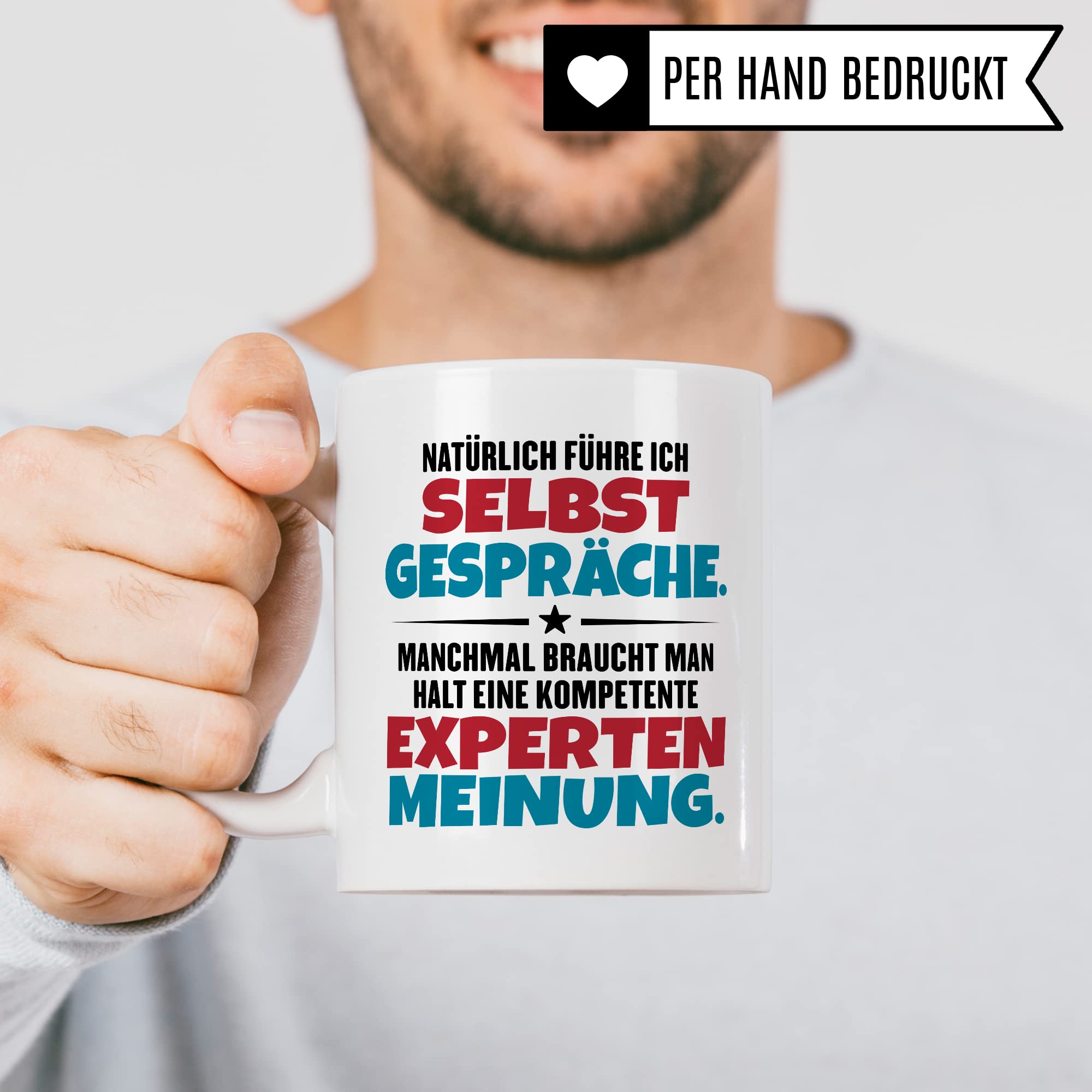 Lustige Tasse mit Spruch Kaffeetasse fürs Büro Humor Natürlich führe ich Selbstgespräche Spruch Geschenk Witz Geschenkidee Kaffee-Becher