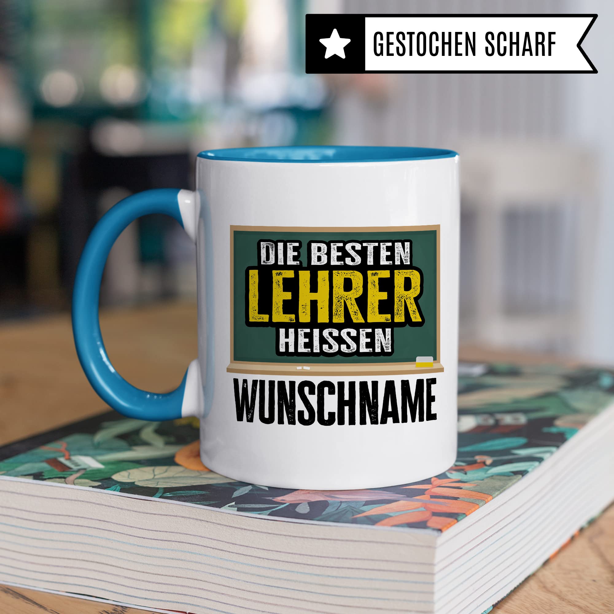 Bester Lehrer Tasse mit Spruch Geschenk Kaffee-Tasse personalisiert mit Namen Kaffee-Becher Lehrer lustig Geschenkidee Lehrerin personalisierbar Abschied Abschiedsgeschenk