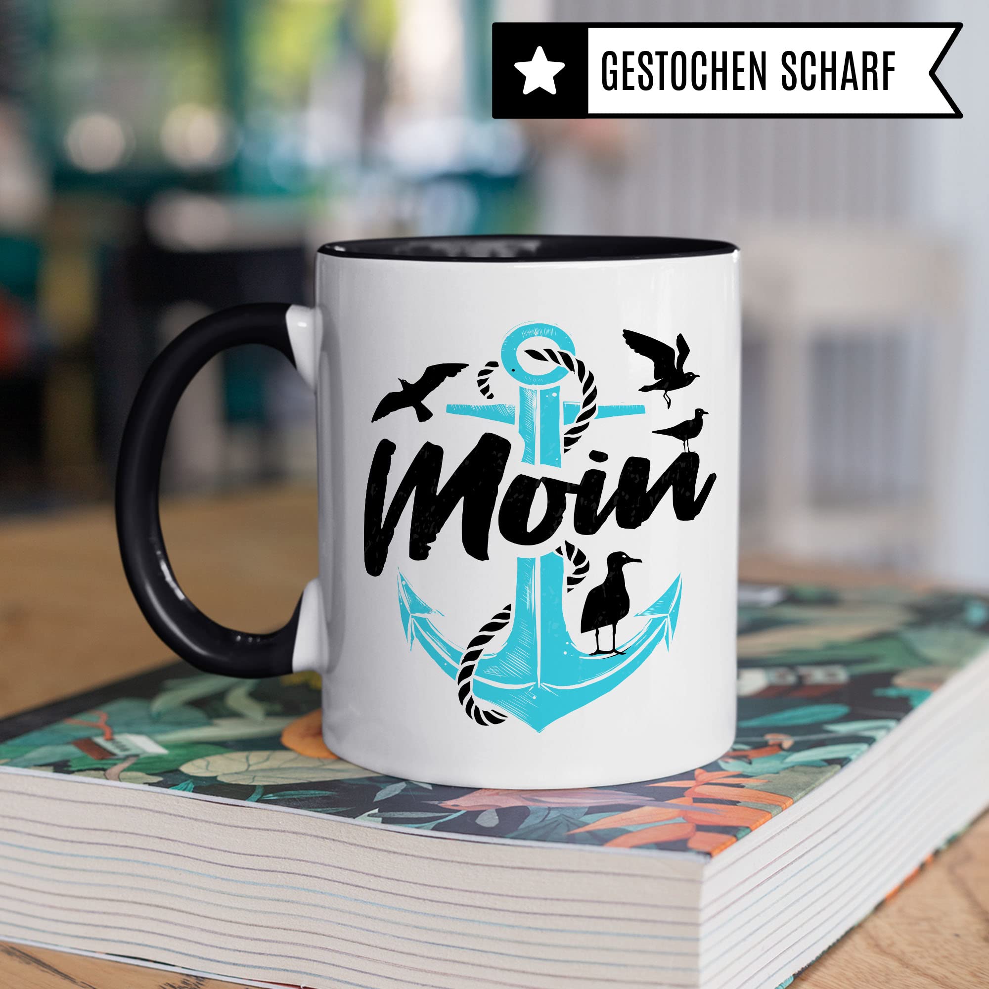 Moin Tasse Geschenkidee Morgen Kaffeetasse Geschenk für Norddeutsche Kaffeebecher Nordsee Ostsee Becher