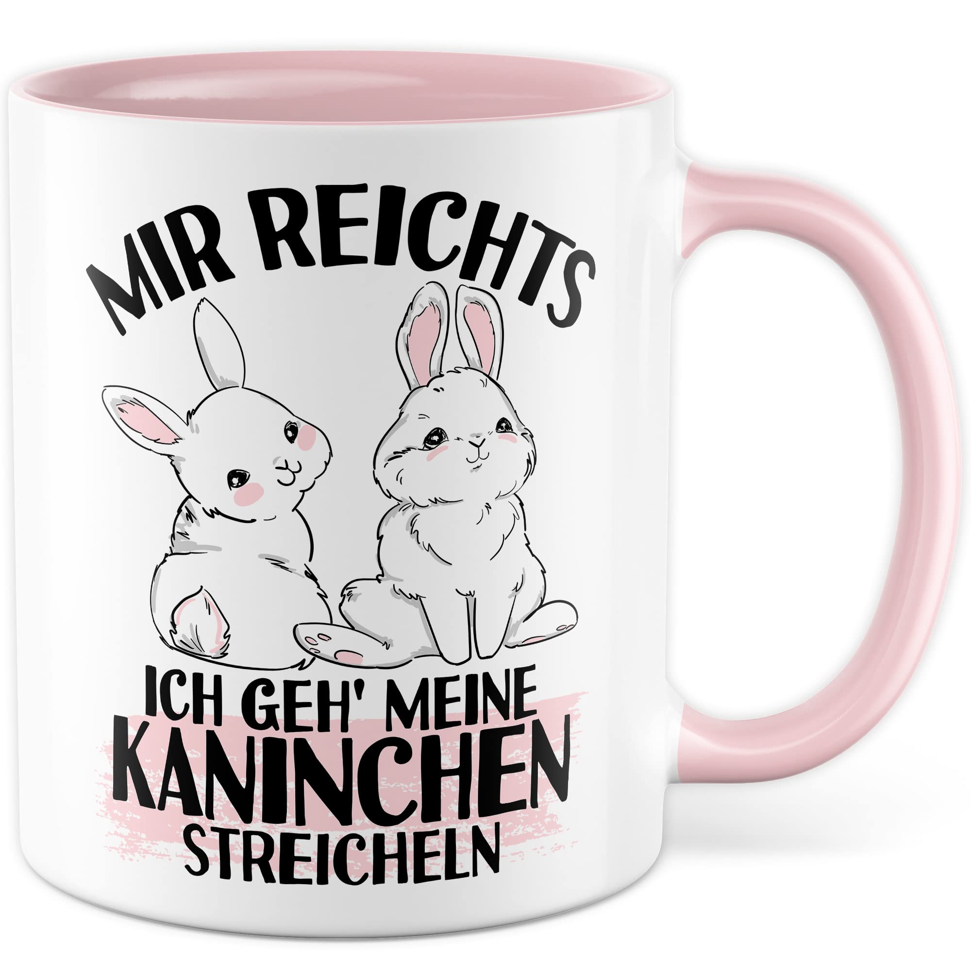 Kaninchen Tasse mit Spruch lustige Kaffeetasse mit Tier Witz Karnickel Kaffee-Becher Häschen Humor Geschenk Spruch Teetasse Haustier Hase