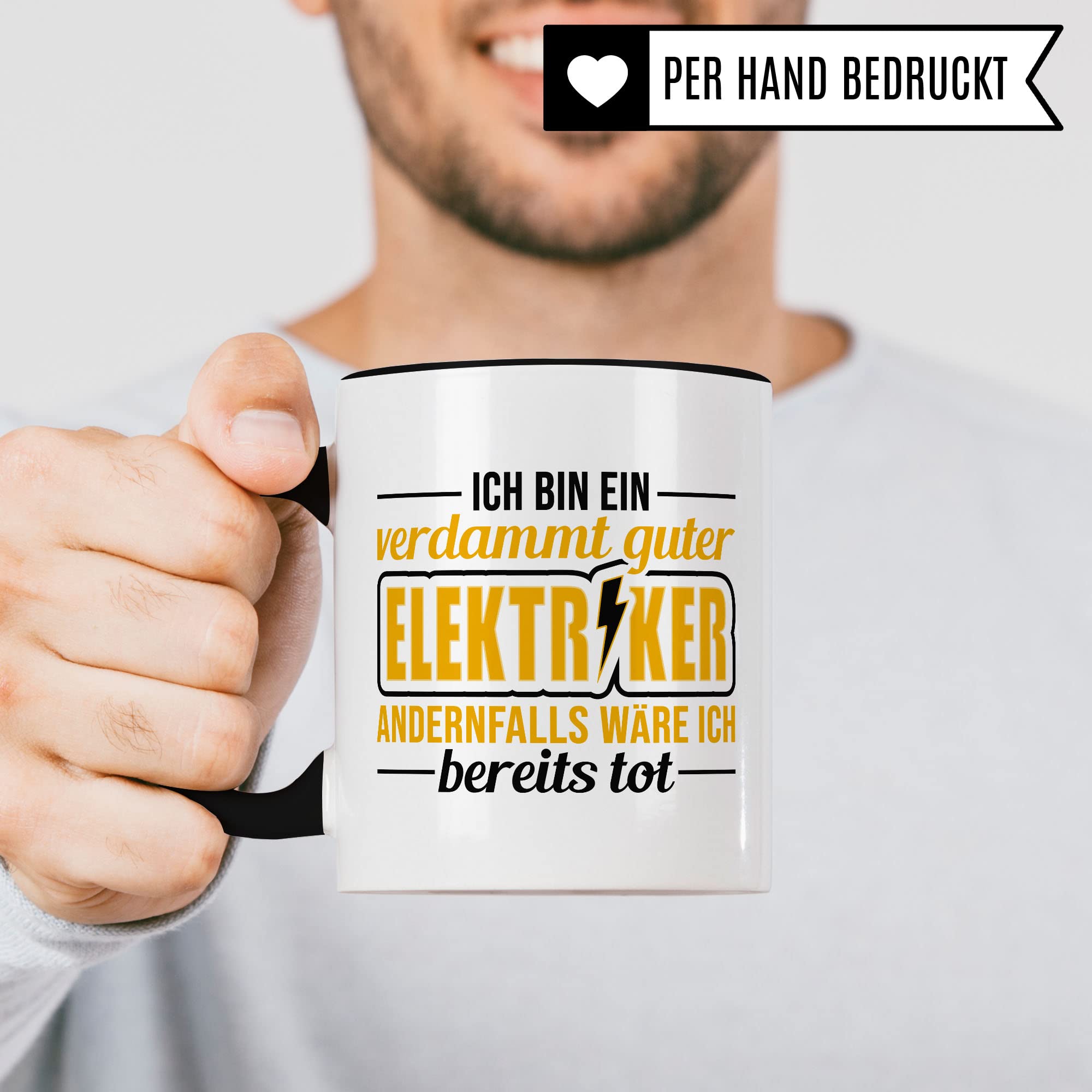 Elektriker Tasse Geschenkidee Kaffeetasse Humor Witz Geschenk für Elektroinstallateur Kaffeebecher Elektroniker Becher