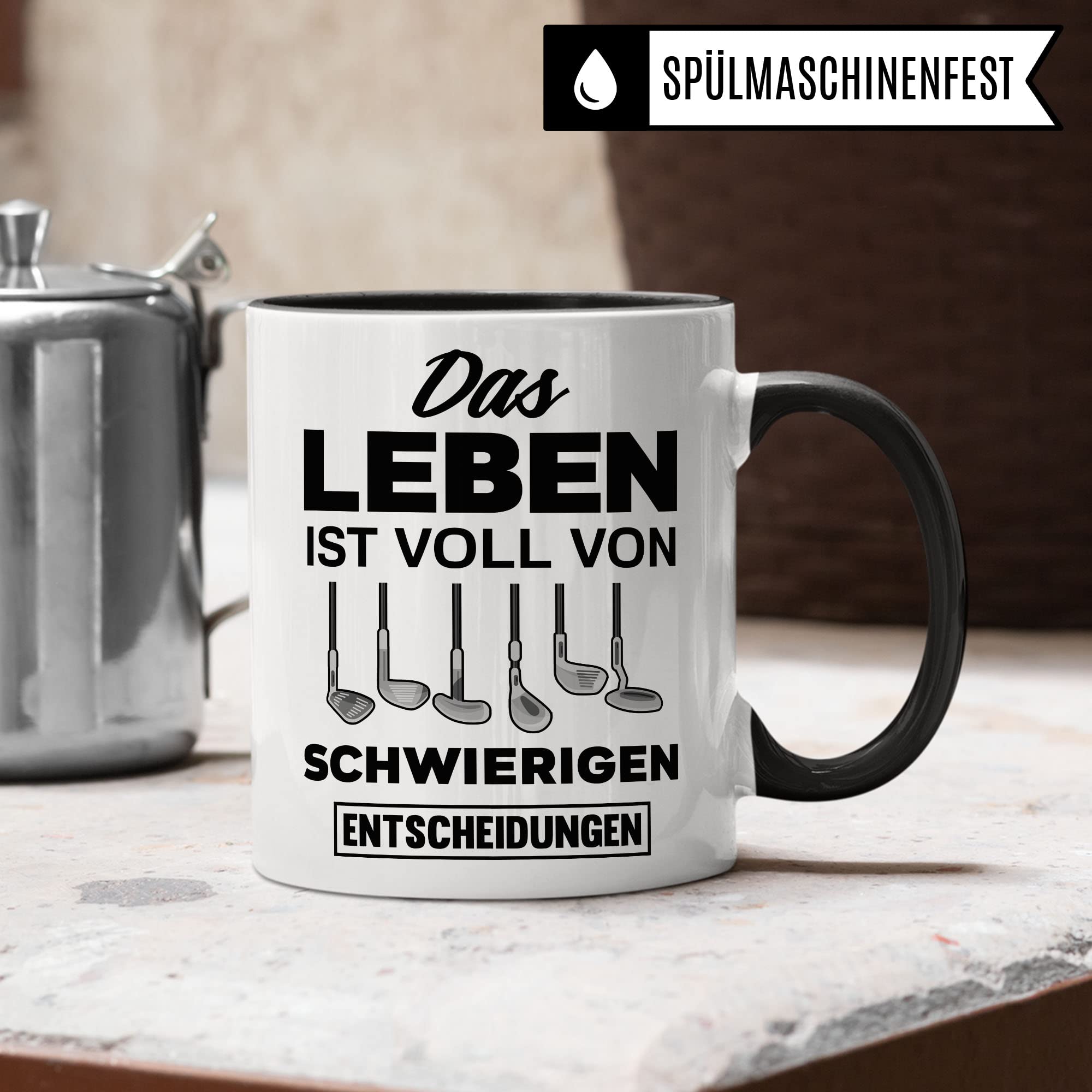 Golf Tasse Geschenkidee Golfen Kaffeetasse Humor Witz Geschenk für Golfer Spieler Kaffeebecher Golfschläger Becher