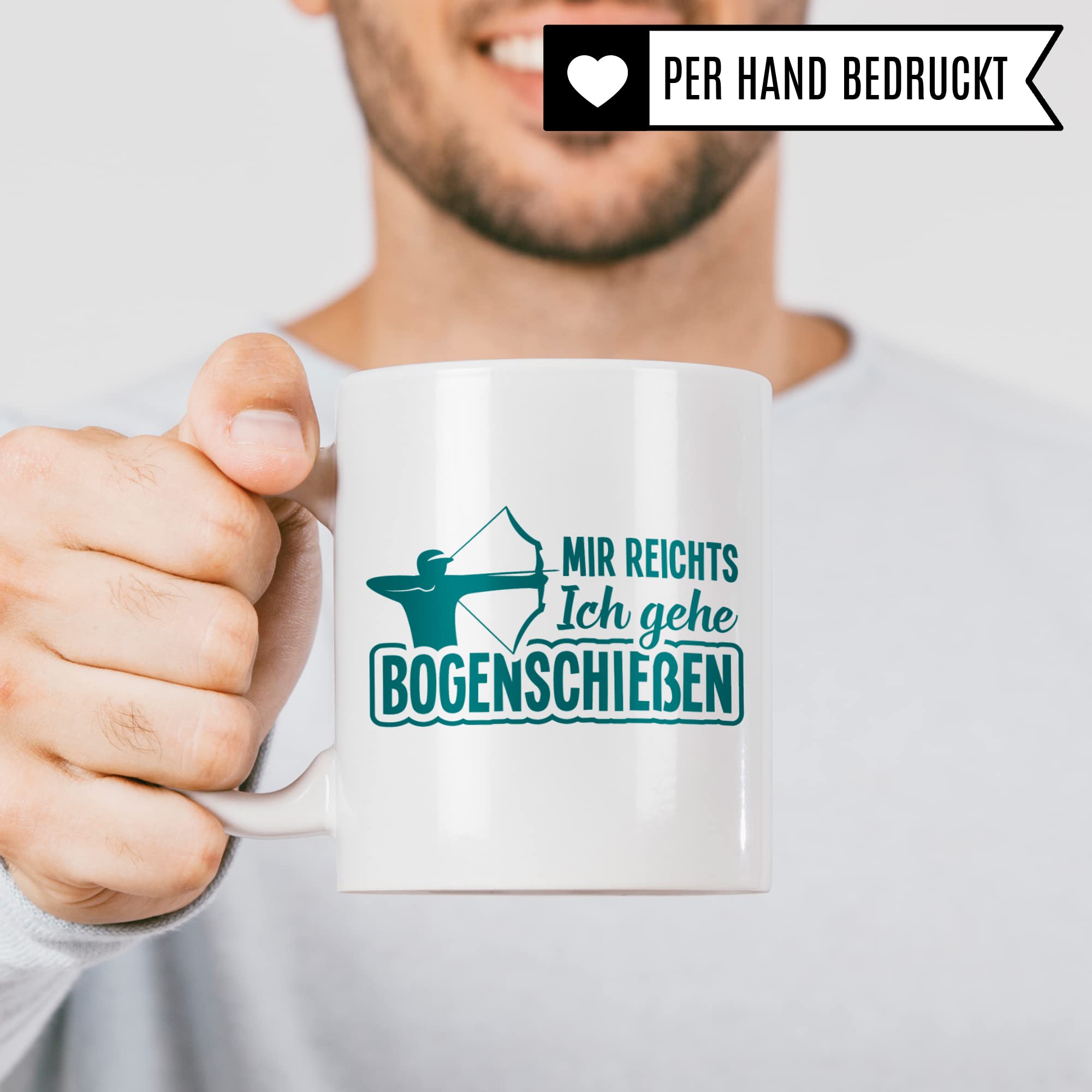 Bogenschießen Tasse, Bogensport Geschenk lustig, Tasse mit Bogen Motiv, Pfeil und Bogen Geschenkidee, Pfeilbogen Kaffeebecher Teetasse, Sportschütze Geburtstagsgeschenk