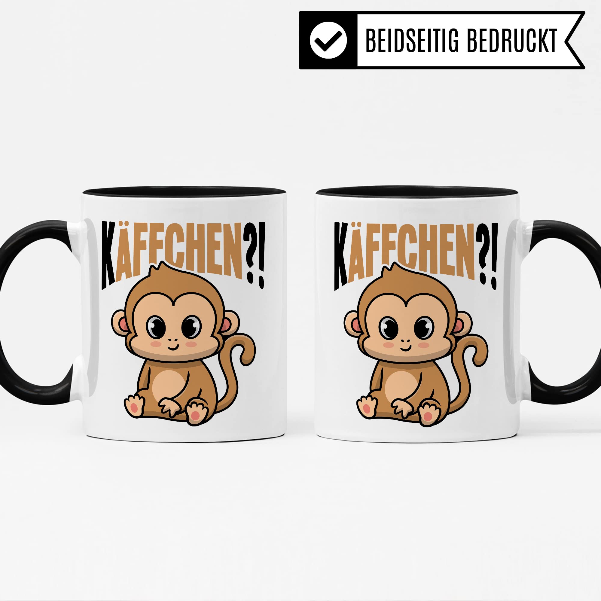 Käffchen Tasse Geschenk Kaffeetasse mit Spruch lustig Kaffee-Becher mit Affen-Motiv Teetasse Geschenkidee Kaffee-Liebhaber Kaffeetrinker und Kaffee-Fans Kaffee-Verehrer