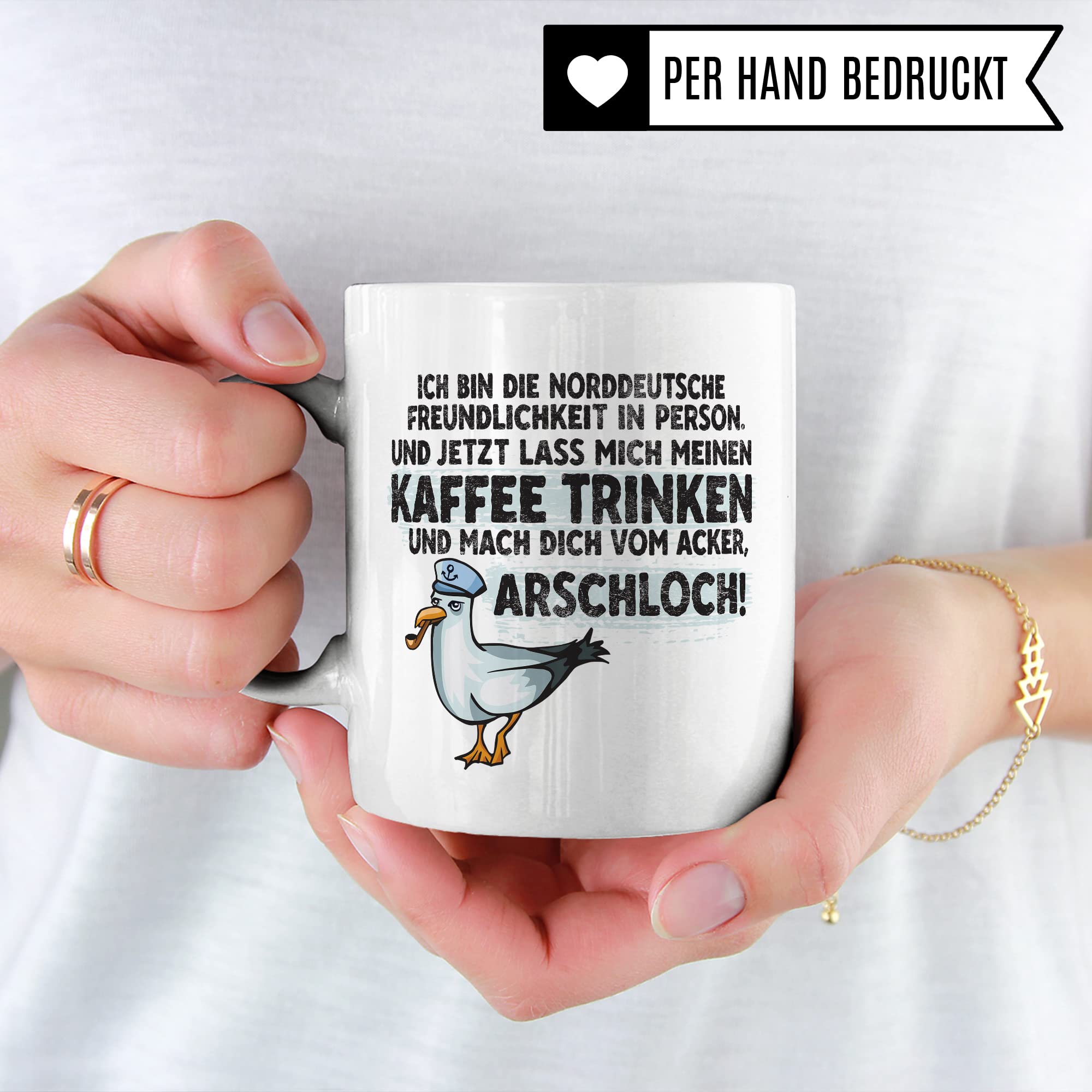 Moin Tasse Kaffee-Tasse Geschenkidee für Norddeutsche Norddeutschland Meer Nordsee Ostsee Kaffeebecher