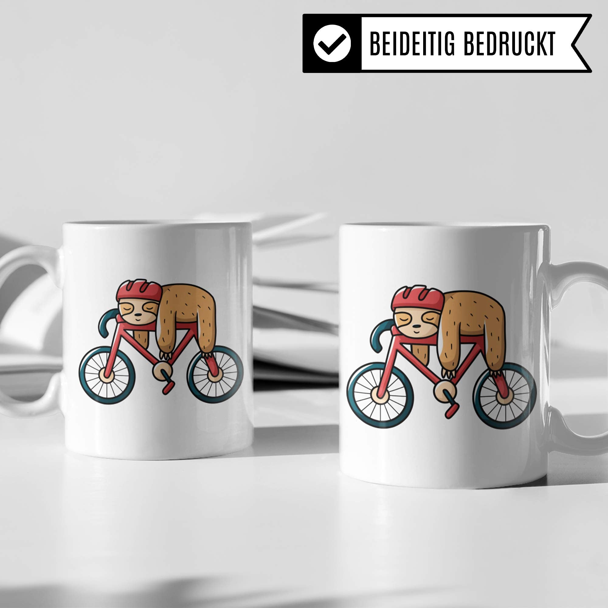 Pagma Druck Fahrrad Tasse Faultier, Geschenk Fahrradfahrer, Fahrräder Becher mit Fahrradmotiv, Rennrad Mountainbike Fahrrad Geschenkideen Radsport Radfahren Radfahrer Kaffeetasse lustig